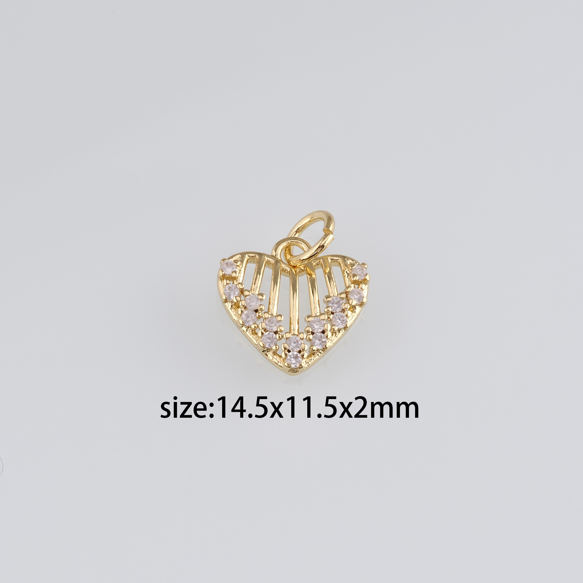 18K Gold Filled Heart Pendant,CZ Micro Pave Heart Charm Earrings Necklace for DIY Jewelry Making Supply