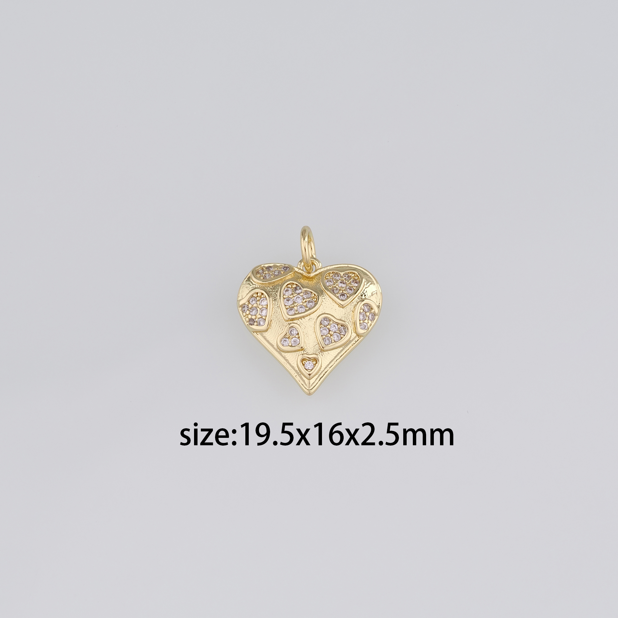 18K Gold Filled Heart Pendant,CZ Micro Pave Heart Charm Earrings Necklace for DIY Jewelry Making Supply
