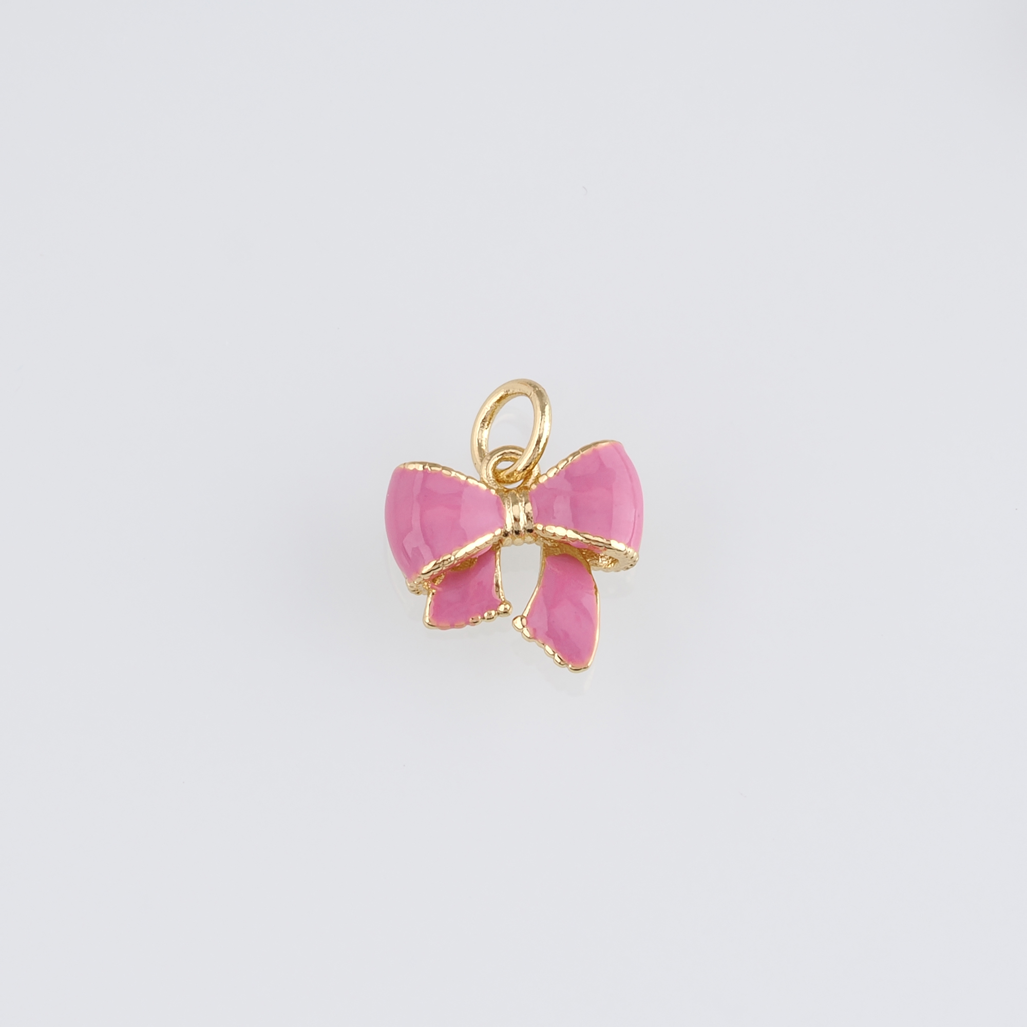 18K Gold Filled Bow Pendant,Enamel Bow Charm Earrings Necklace for DIY Jewelry Making Supply