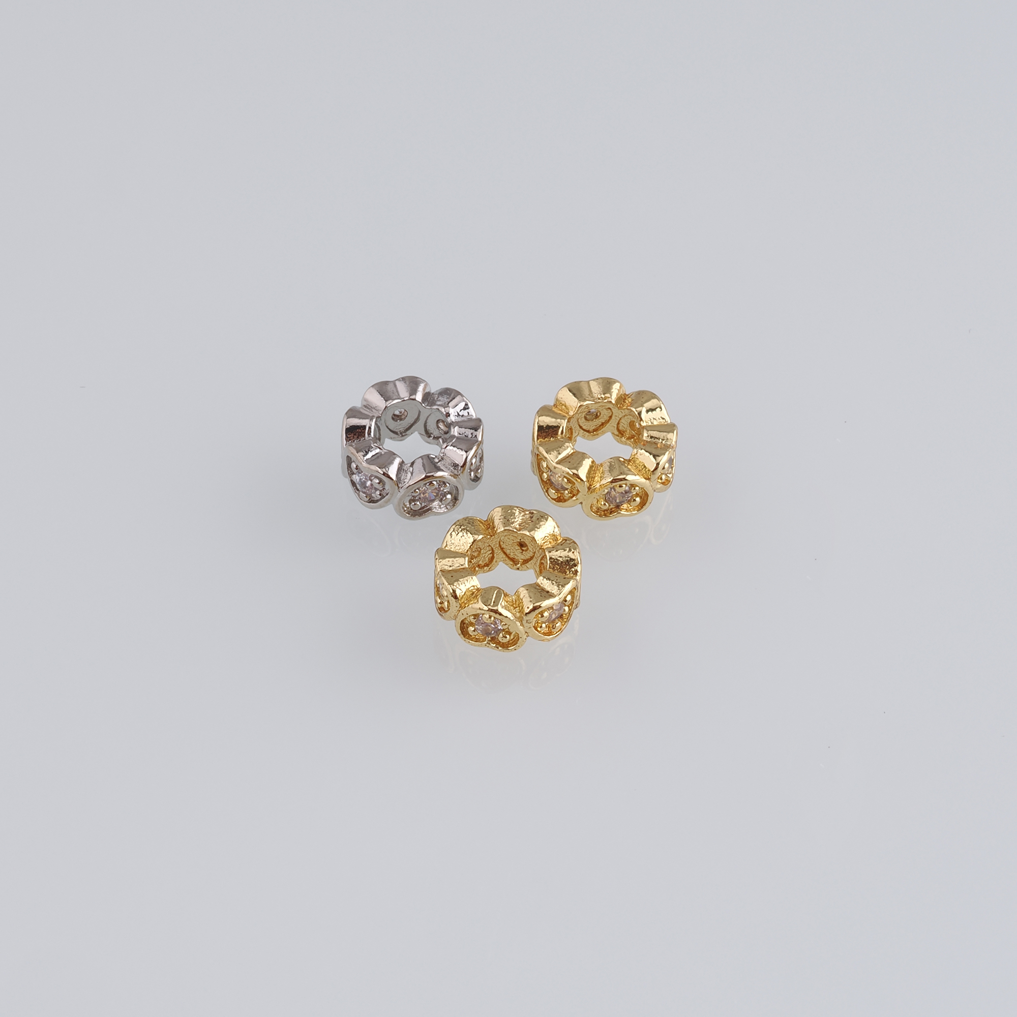 20Pcs 18K Gold Filled Heart Spacer Beads,CZ Micro Pave Heart Beads,DIY Jewelry Making Supply