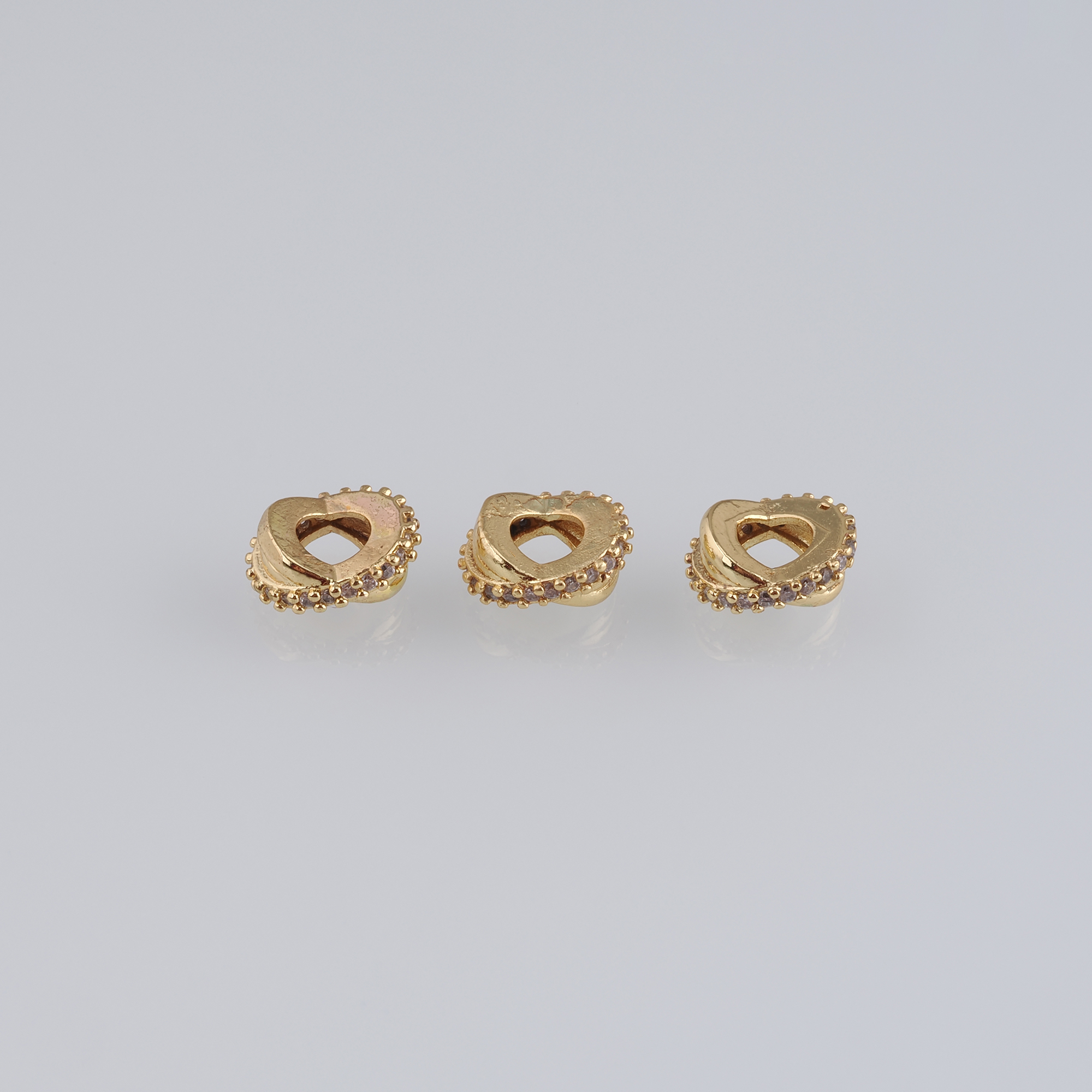 20Pcs 18K Gold Filled Flat Beads,CZ Micro Pave Oval Flat Spacer Beads,DIY Jewelry Making Supply