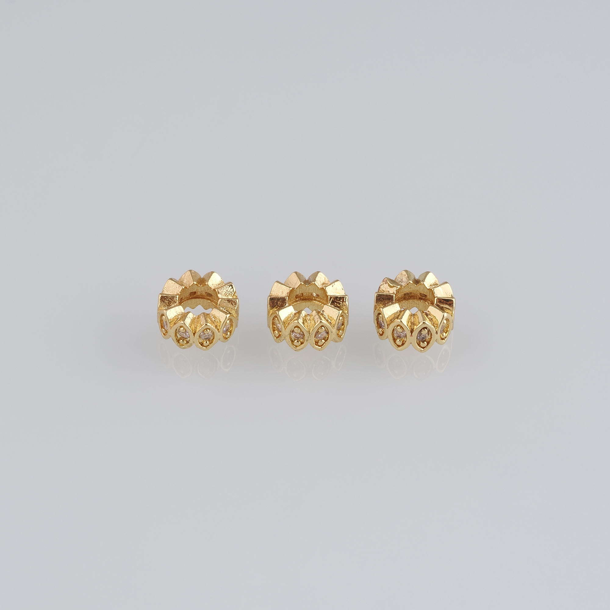 10Pcs 18K Gold Filled Round Spacer Beads,CZ Micro Pave Eye Spacer Beads,DIY Jewelry Making Supply