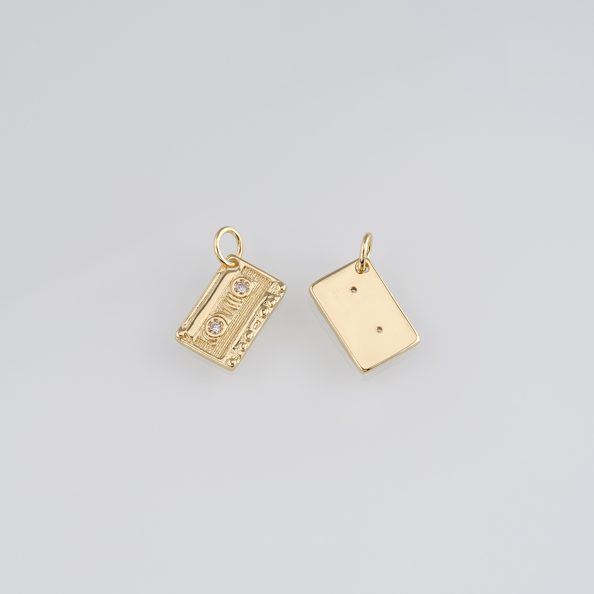 18K Gold Filled Tape Pendant,Dainty Cassette Tape Charm Earrings Necklace for DIY Jewelry Making Supply