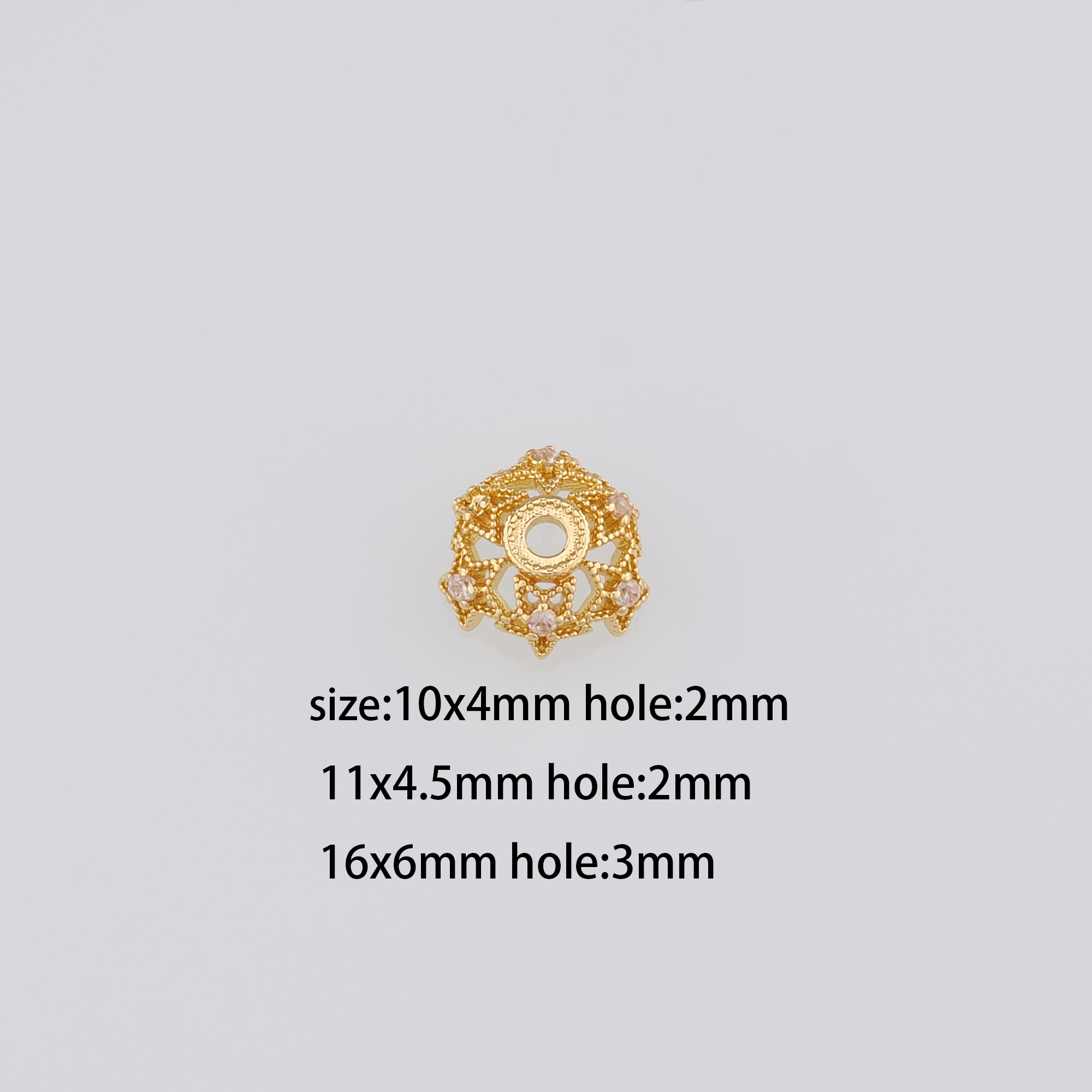 10Pcs 18K Gold Filled Flower Bead Caps,Pearl Caps,CZ Micro Pave Flower Caps,DIY Jewelry Making Supply