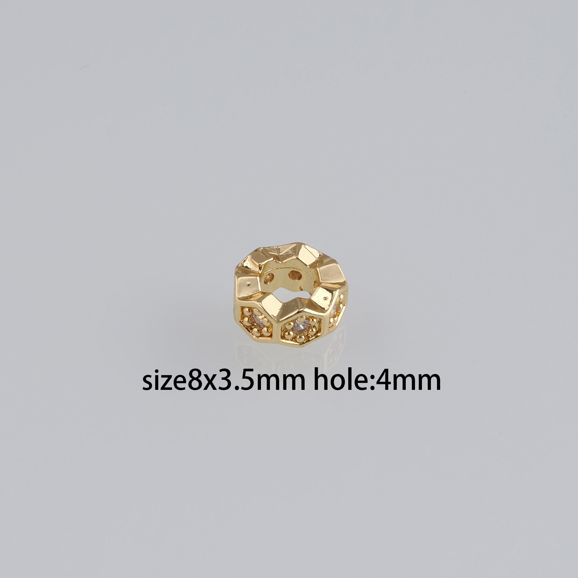 20Pcs 18K Gold Filled Hexagon Spacer Beads,CZ Micro Pave Hexagon Beads,DIY Jewelry Making Supply