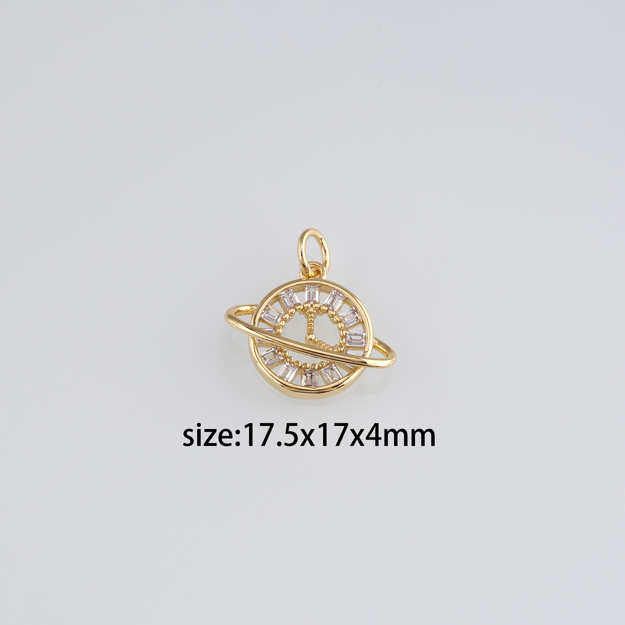 18K Gold Filled Saturn Pendant,Hand Charm Earrings Necklace for DIY Jewelry Making Supply