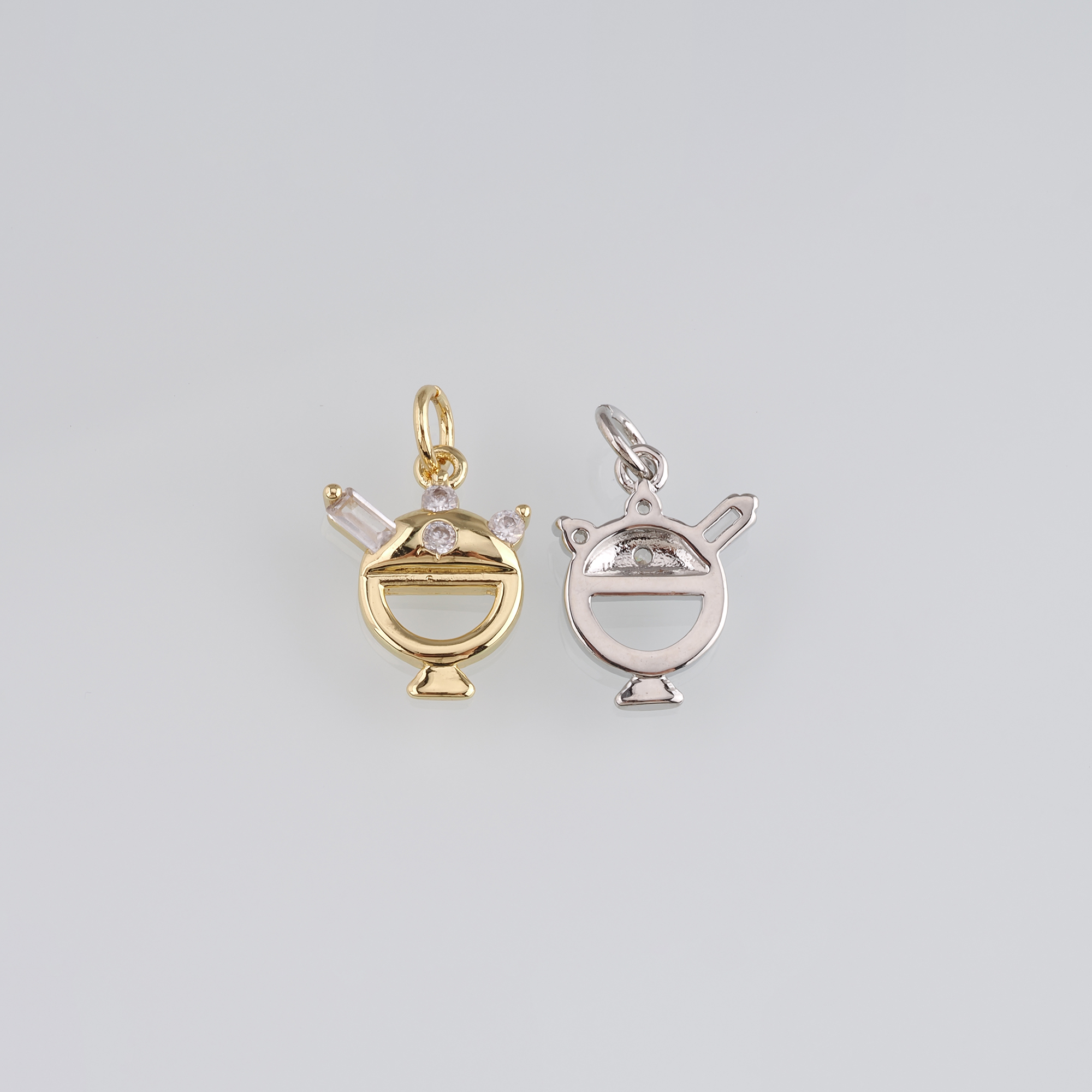 18K Gold Filled Ice Cream Pendant,CZ Micro Pave Ice Cream Charm Earrings Necklace for DIY Jewelry Making Supply