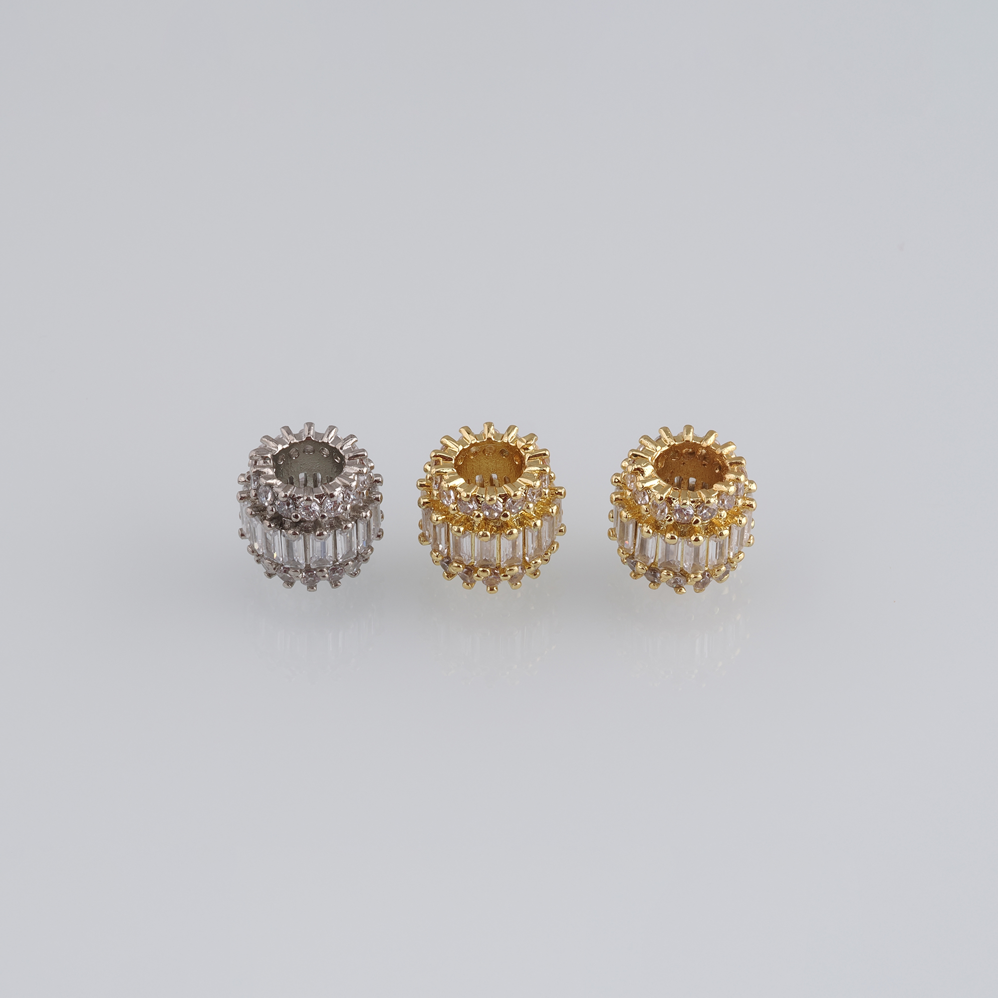 10pcs 18K Gold Filled Barrel Spacer Beads,CZ Micro Pave Barrel Beads for Bracelet Jewelry Necklace Making Supply