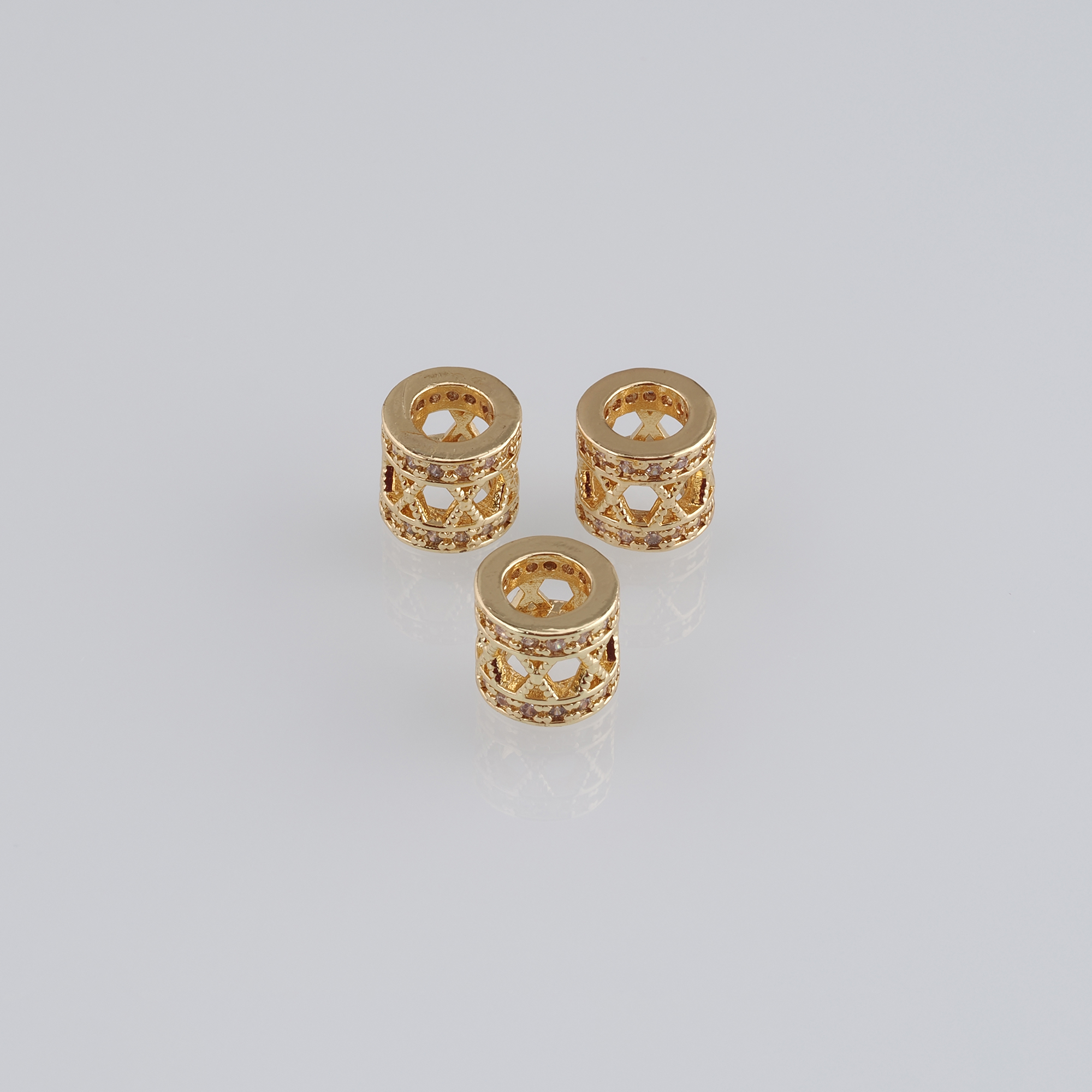 10pcs 18K Gold Filled Barrel Spacer Beads,CZ Micro Pave Barrel Beads for Bracelet Jewelry Necklace Making Supply