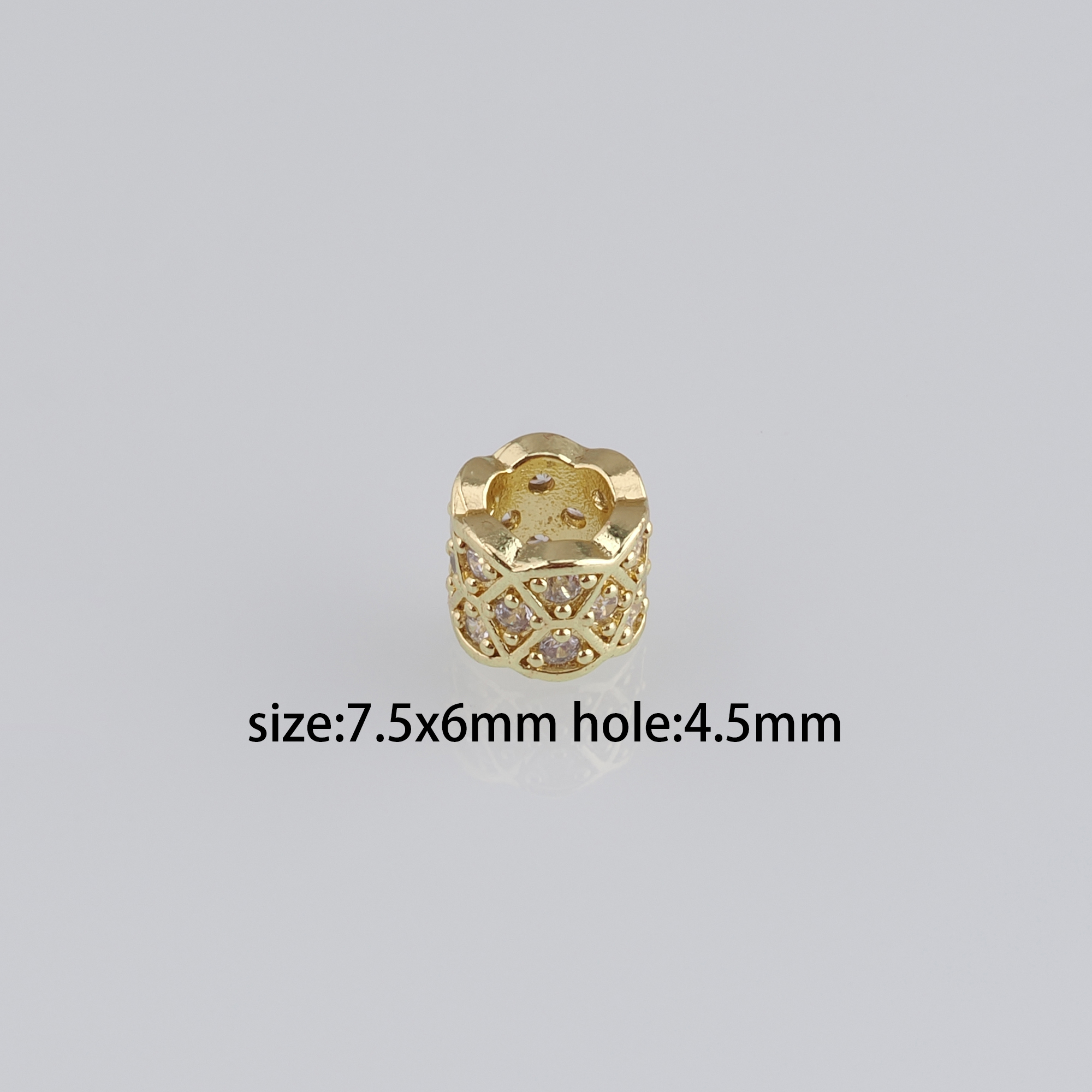 10pcs 18K Gold Filled Cylinder Spacer Beads,CZ Micro Pave Barrel Beads for Bracelet Jewelry Necklace Making Supply