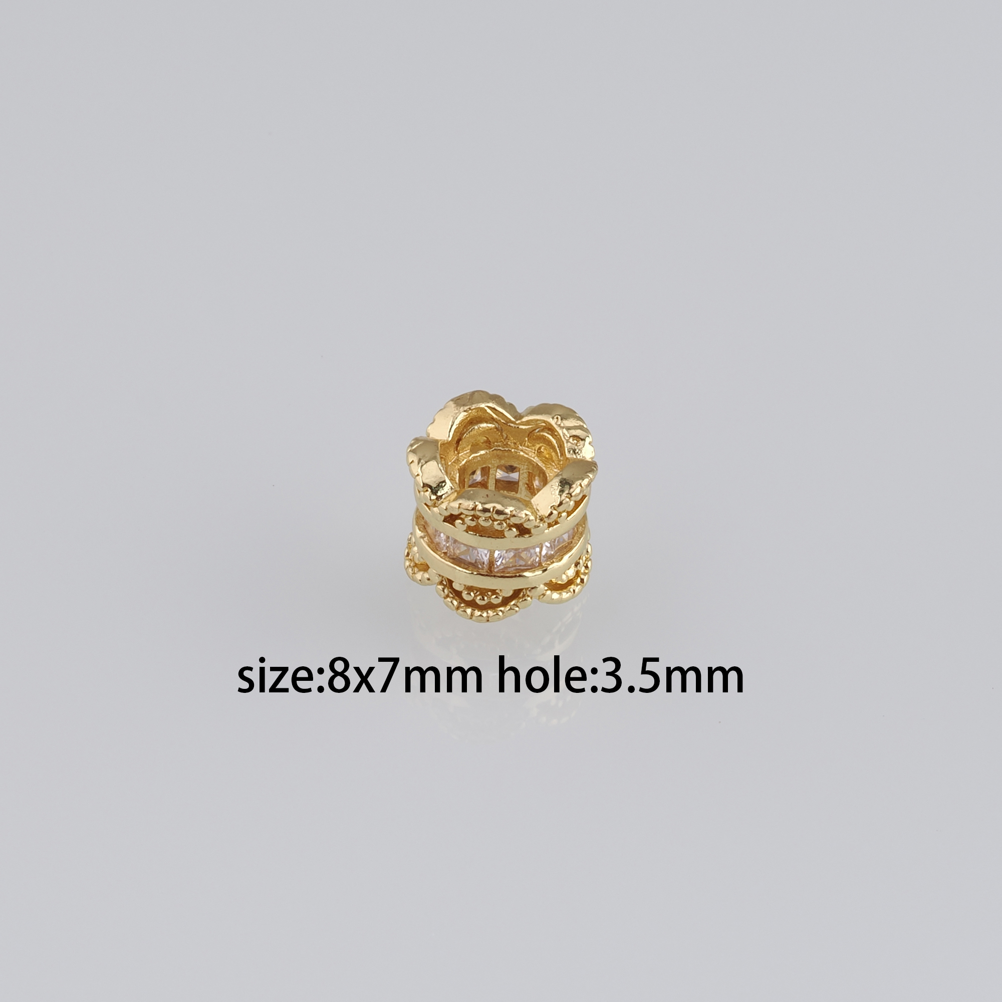 10pcs 18K Gold Filled Barrel Spacer Beads,CZ Micro Pave Barrel Beads for Bracelet Jewelry Necklace Making Supply