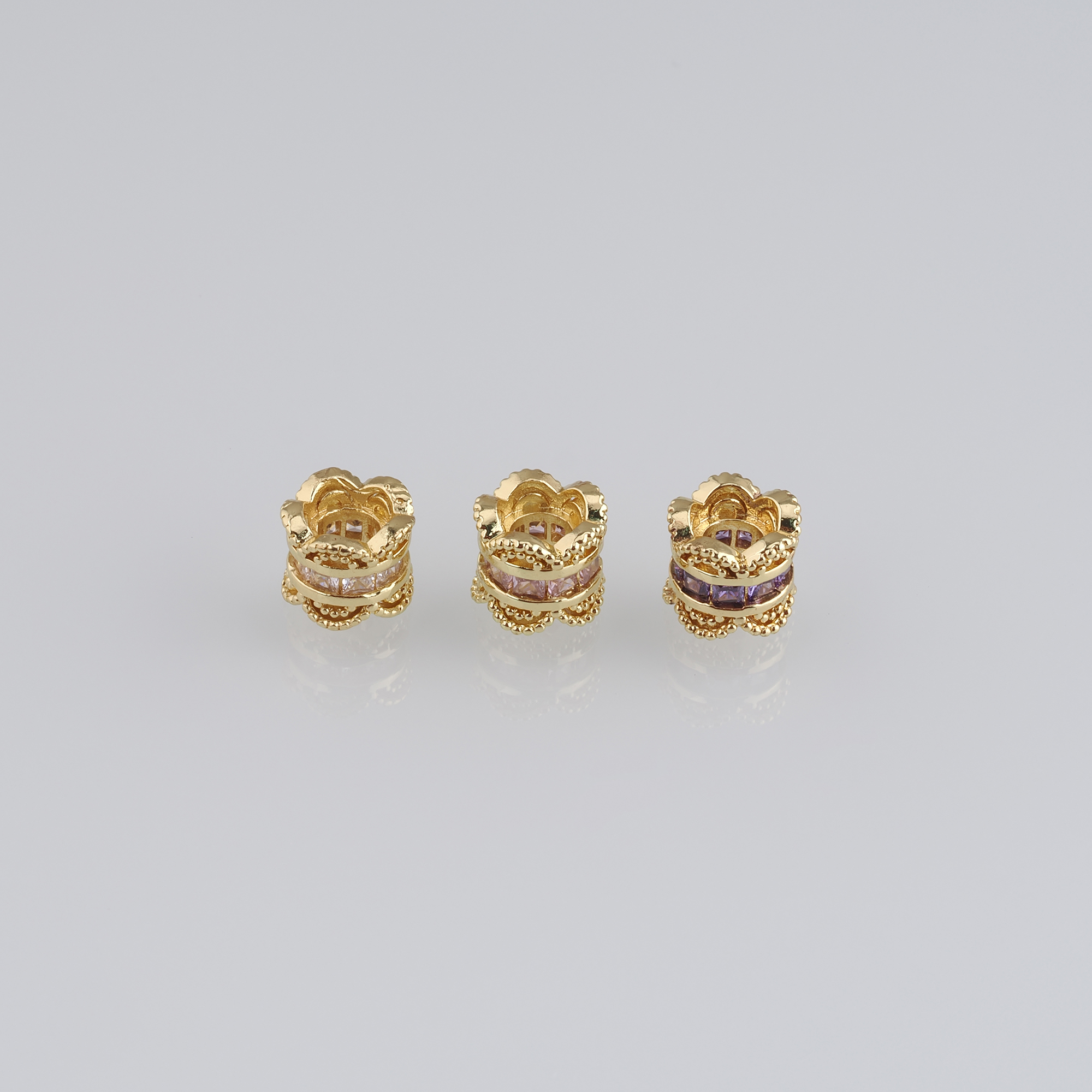 10pcs 18K Gold Filled Barrel Spacer Beads,CZ Micro Pave Barrel Beads for Bracelet Jewelry Necklace Making Supply