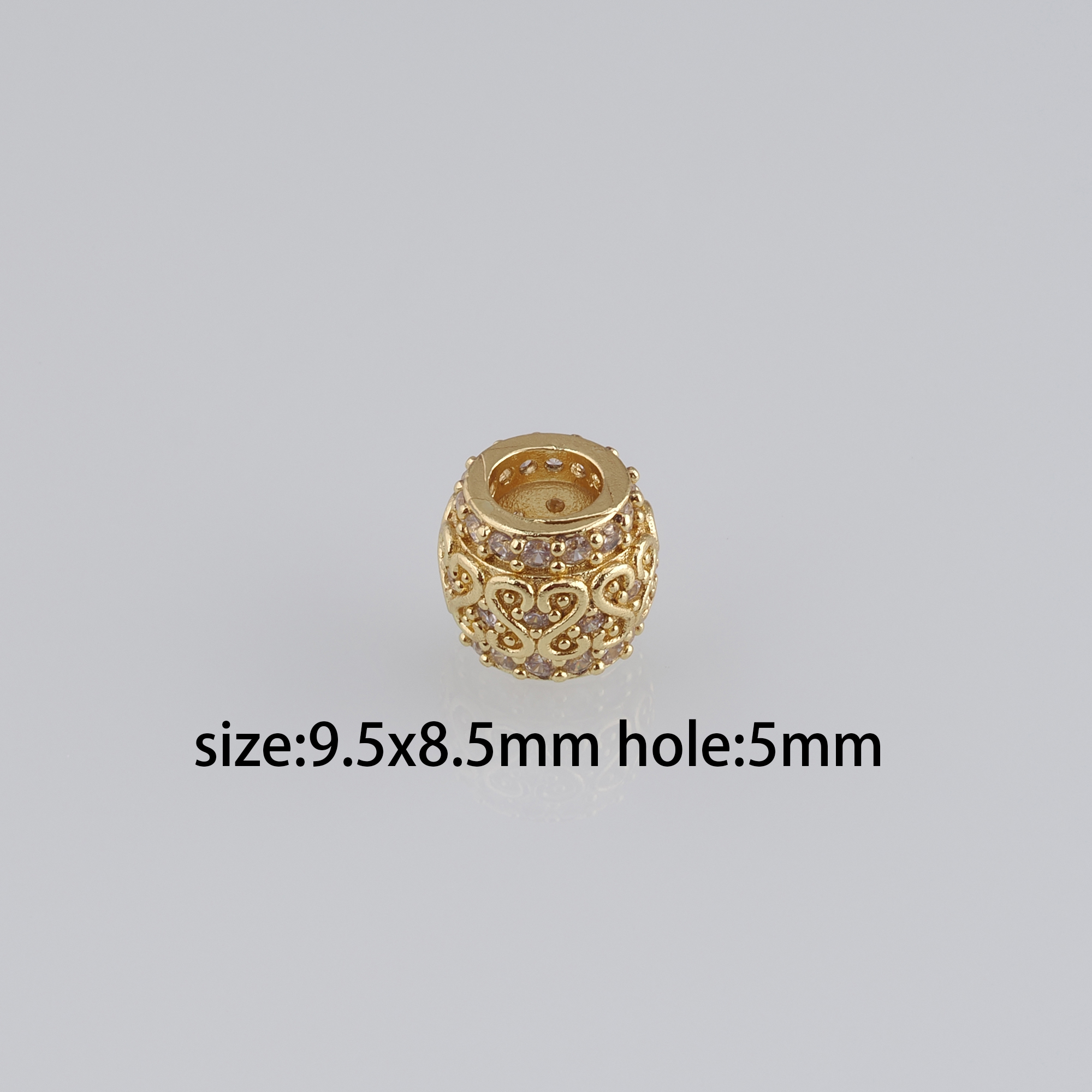 10pcs 18K Gold Filled Barrel Spacer Beads,CZ Micro Pave Barrel Beads for Bracelet Jewelry Necklace Making Supply