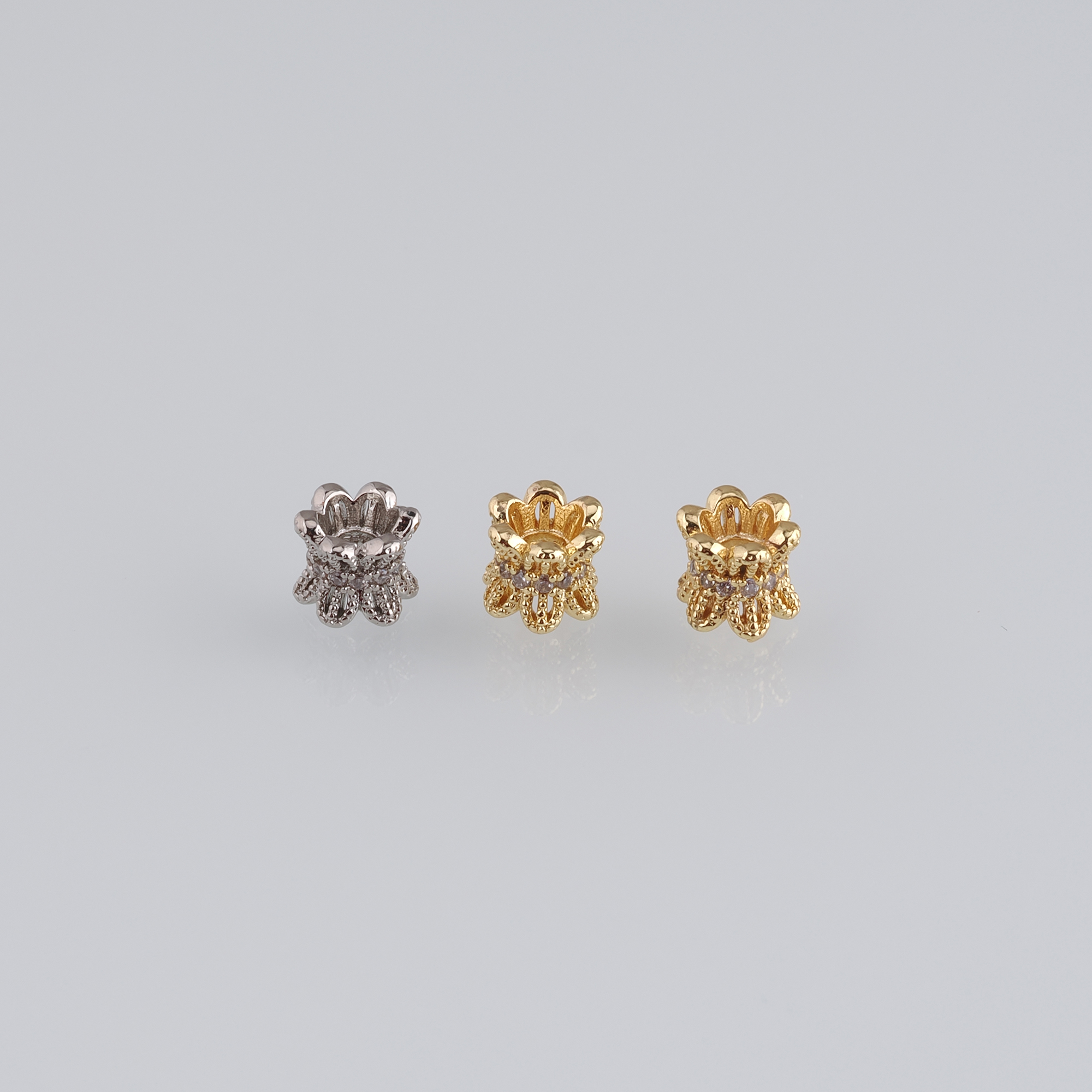 10pcs 18K Gold Filled Flower Cylinder Spacer Beads,CZ Micro Pave Barrel Beads for Bracelet Jewelry Necklace Making Supply