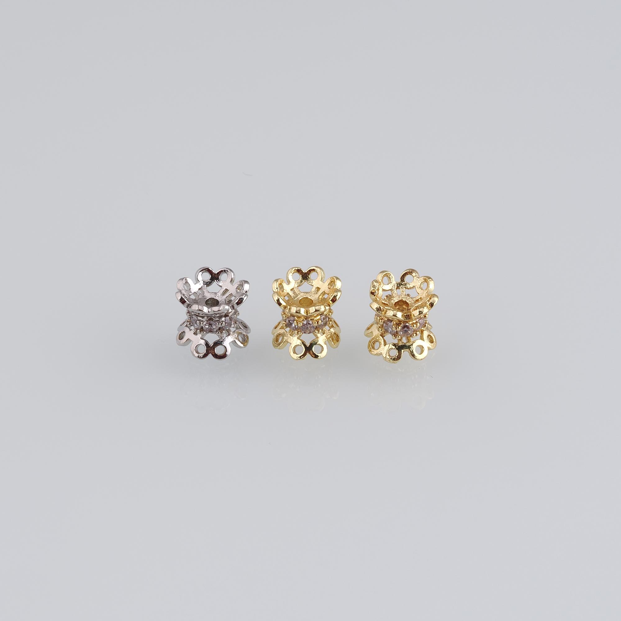 10pcs 18K Gold Filled Flower Spacer Beads,CZ Micro Pave Barrel Beads for Bracelet Jewelry Necklace Making Supply