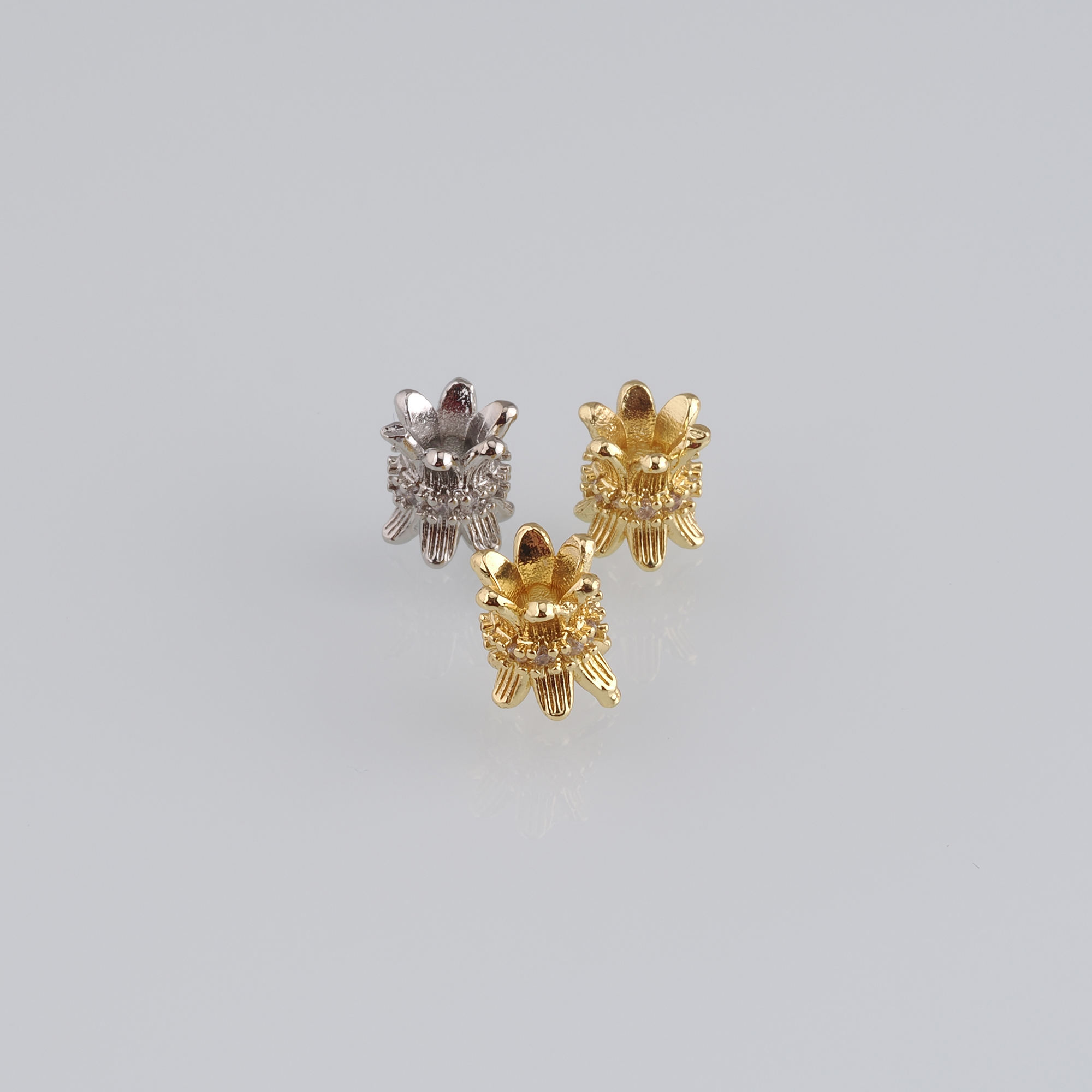 10pcs 18K Gold Filled Flower Cylinder Spacer Beads,CZ Micro Pave Barrel Beads for Bracelet Jewelry Necklace Making Supply