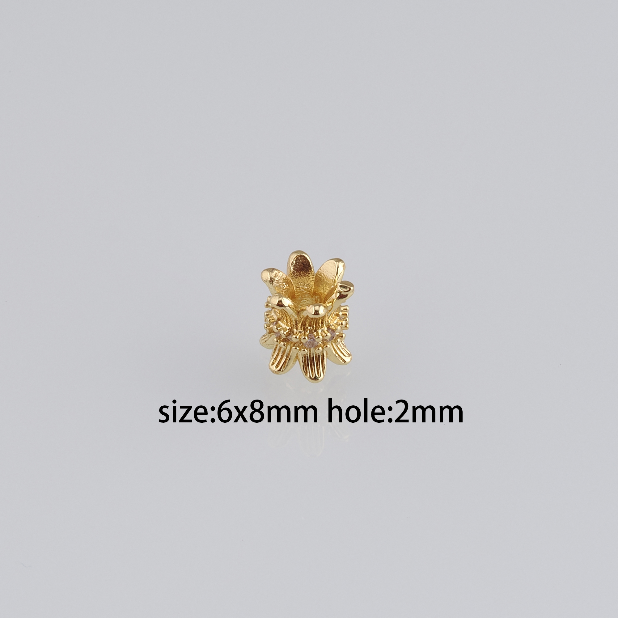 10pcs 18K Gold Filled Flower Cylinder Spacer Beads,CZ Micro Pave Barrel Beads for Bracelet Jewelry Necklace Making Supply