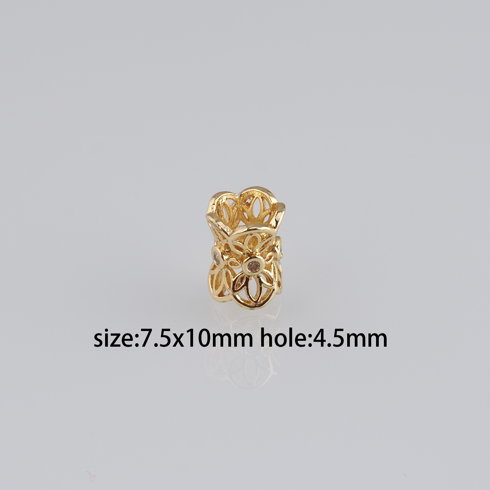 10pcs 18K Gold Filled Barrel Spacer Beads,CZ Micro Pave Barrel Beads for Bracelet Jewelry Necklace Making Supply