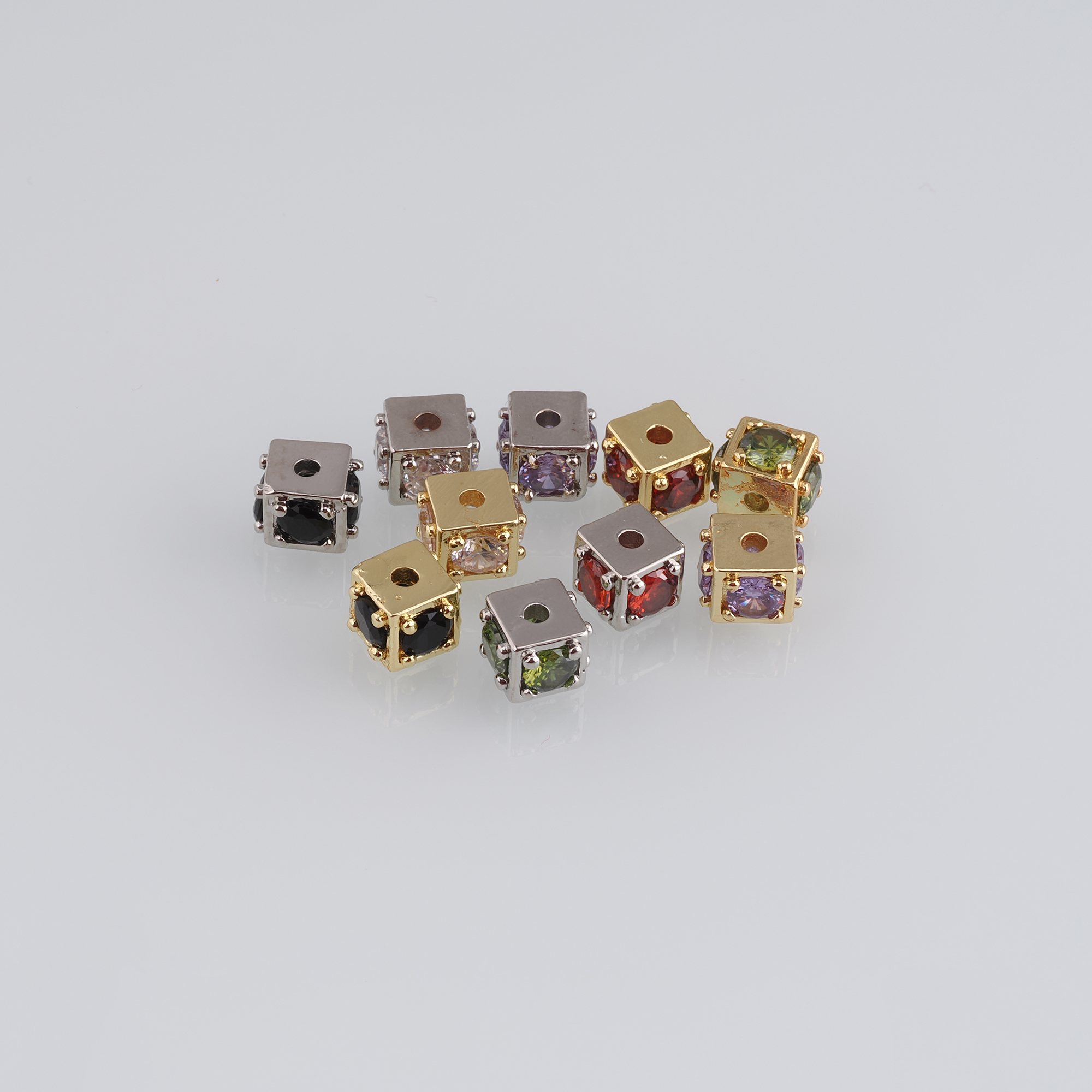 10Pcs 18K Gold Filled Square Spacer Beads,CZ Micro Pave Cube Spacer Beads,DIY Jewelry Making Supply