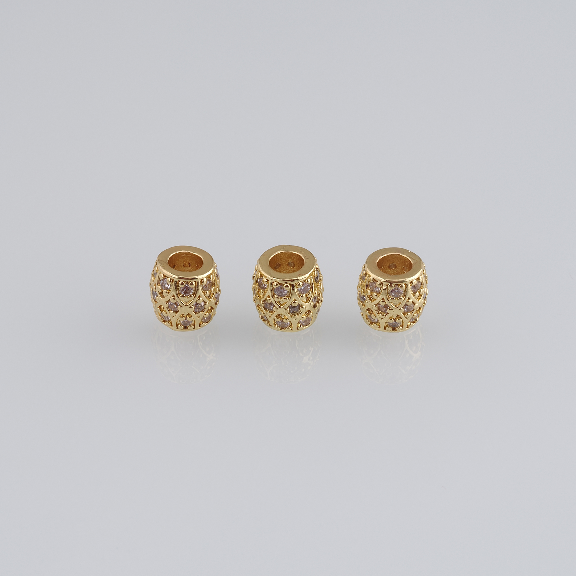 10pcs 18K Gold Filled Barrel Spacer Beads,CZ Micro Pave Barrel Beads for Bracelet Jewelry Necklace Making Supply
