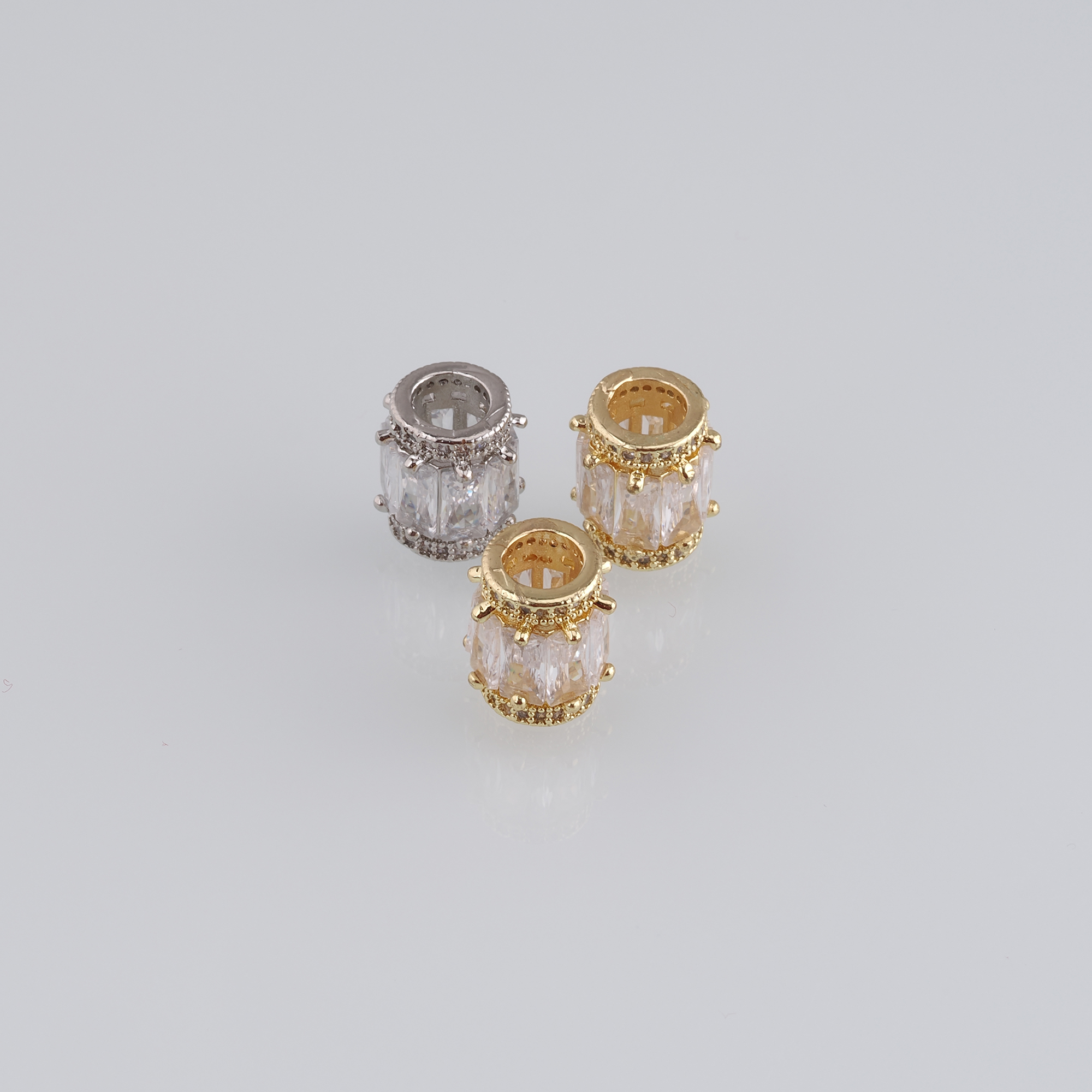 5pcs 18K Gold Filled Cylinder Spacer Beads,CZ Micro Pave Barrel Beads for Bracelet Jewelry Necklace Making Supply