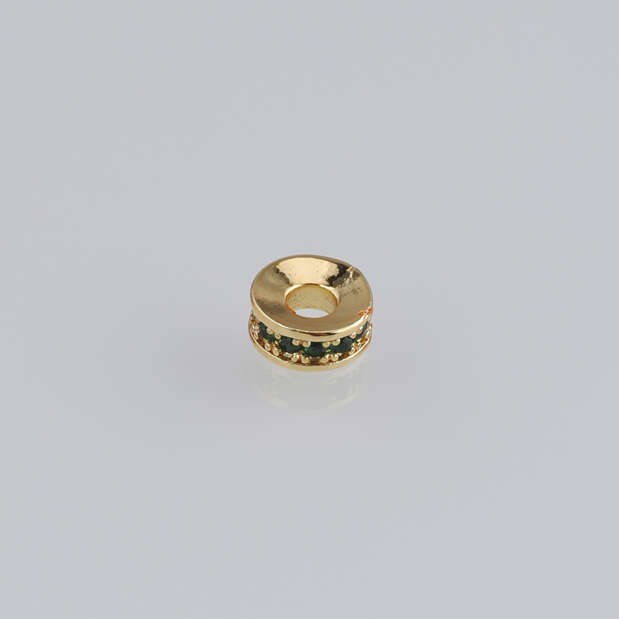 20Pcs 18K Gold Filled Round Flat Spacer Beads,CZ Micro Pave Round Spacer Beads,DIY Jewelry Making Supply