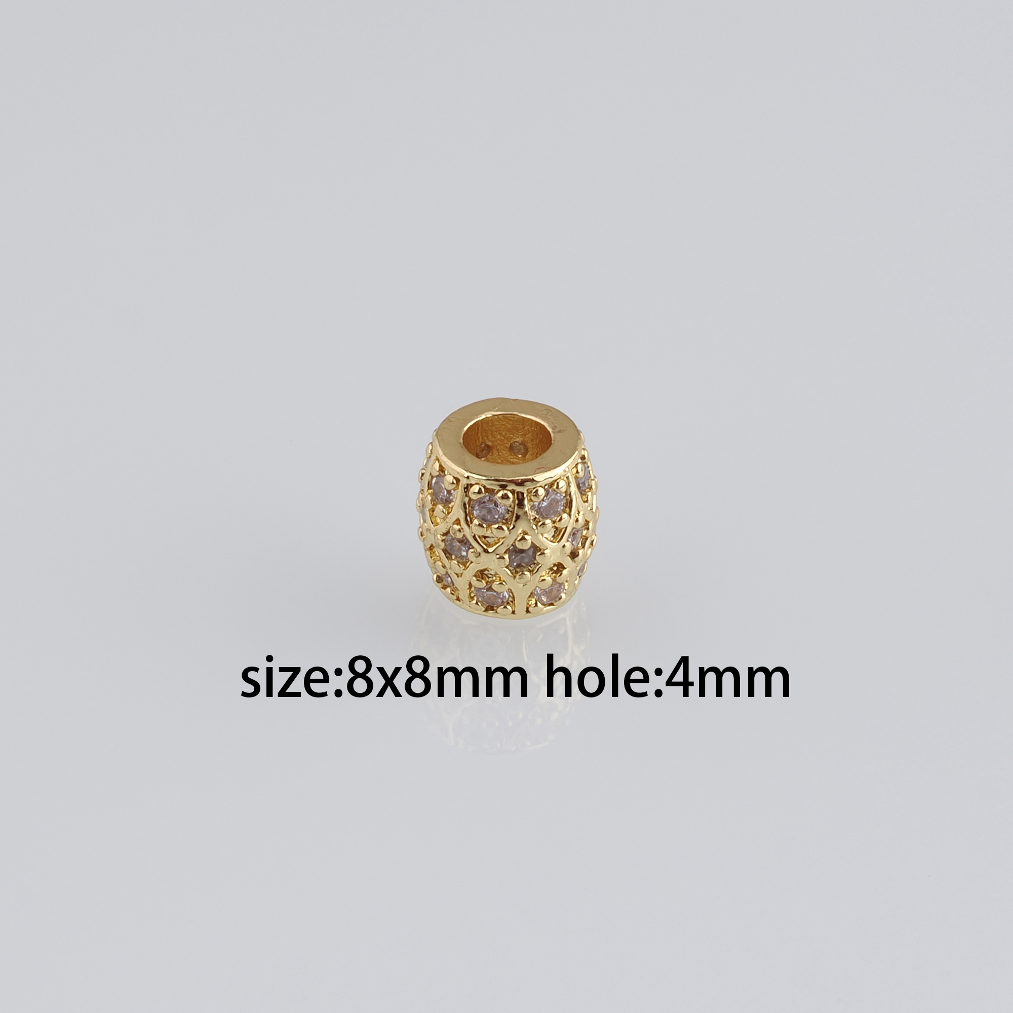 10pcs 18K Gold Filled Barrel Spacer Beads,CZ Micro Pave Barrel Beads for Bracelet Jewelry Necklace Making Supply