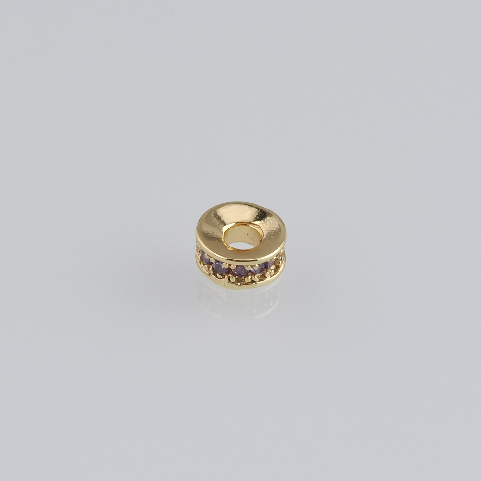 20Pcs 18K Gold Filled Round Flat Spacer Beads,CZ Micro Pave Round Spacer Beads,DIY Jewelry Making Supply