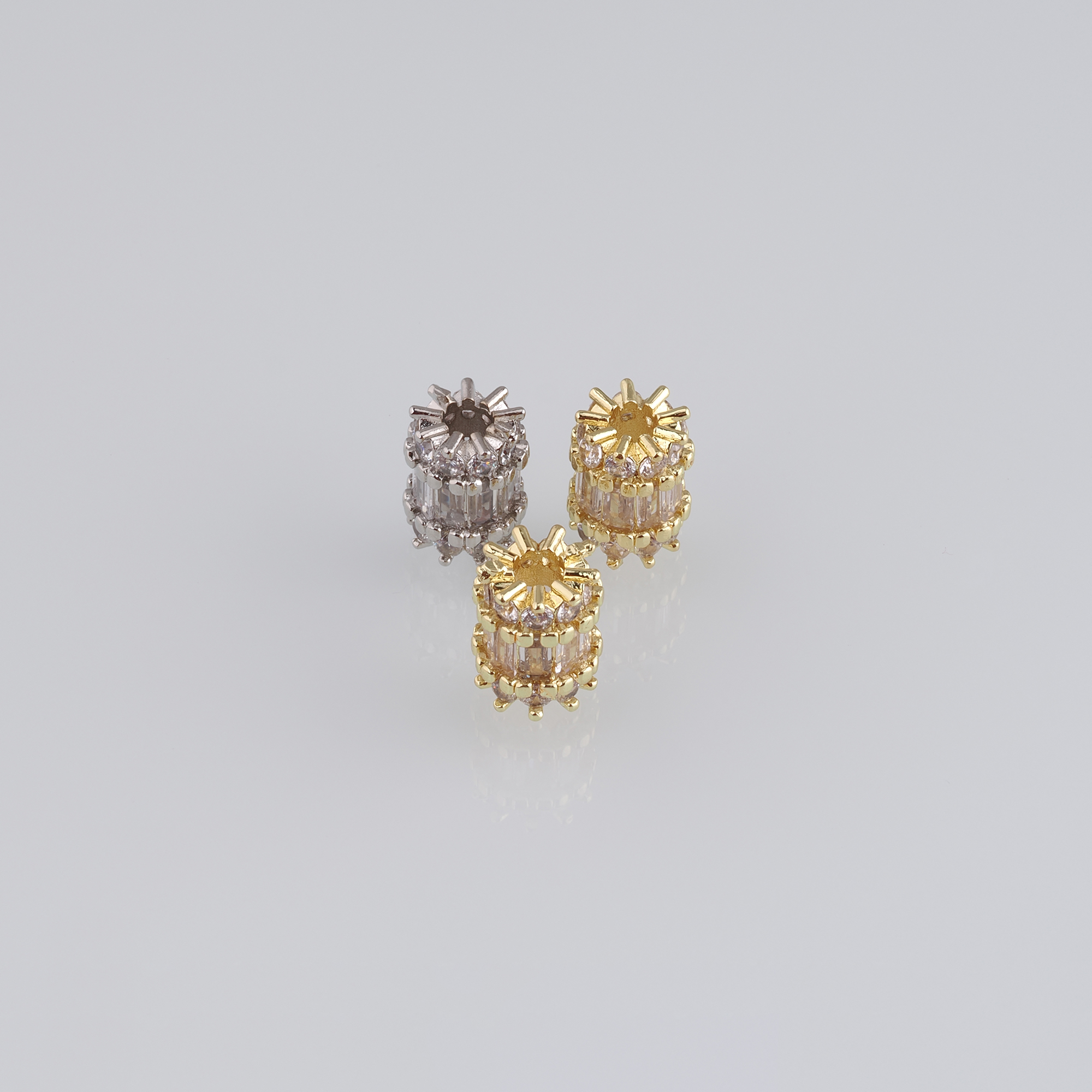 5pcs 18K Gold Filled Cylinder Spacer Beads,CZ Micro Pave Barrel Beads for Bracelet Jewelry Necklace Making Supply