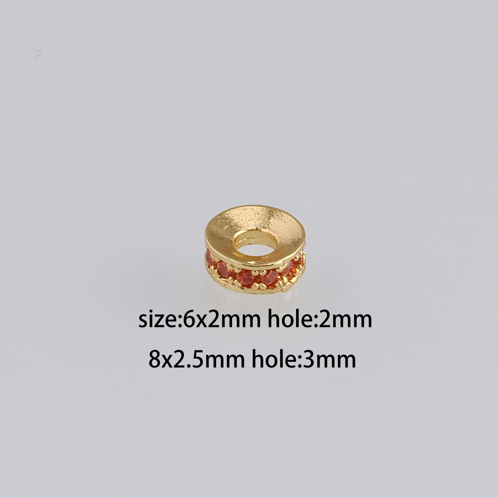 20Pcs 18K Gold Filled Round Flat Spacer Beads,CZ Micro Pave Round Spacer Beads,DIY Jewelry Making Supply