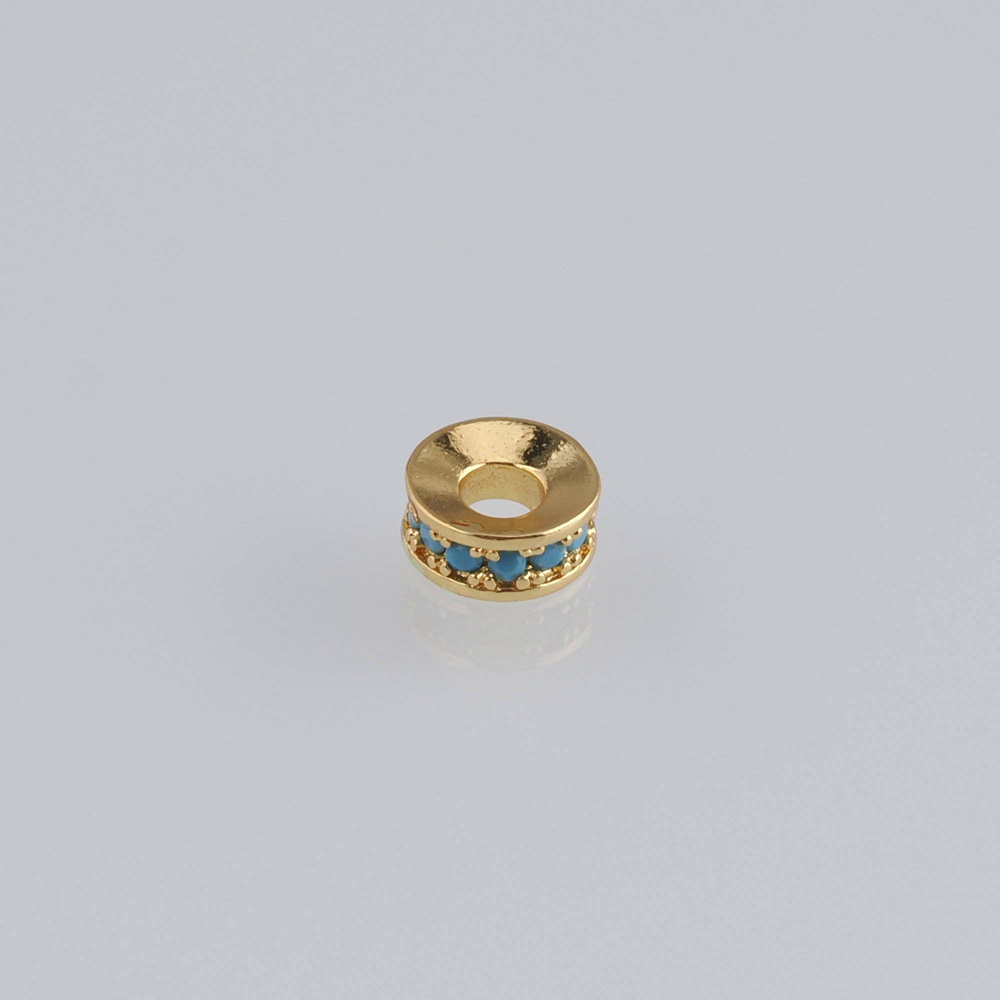 20Pcs 18K Gold Filled Round Flat Spacer Beads,CZ Micro Pave Round Spacer Beads,DIY Jewelry Making Supply