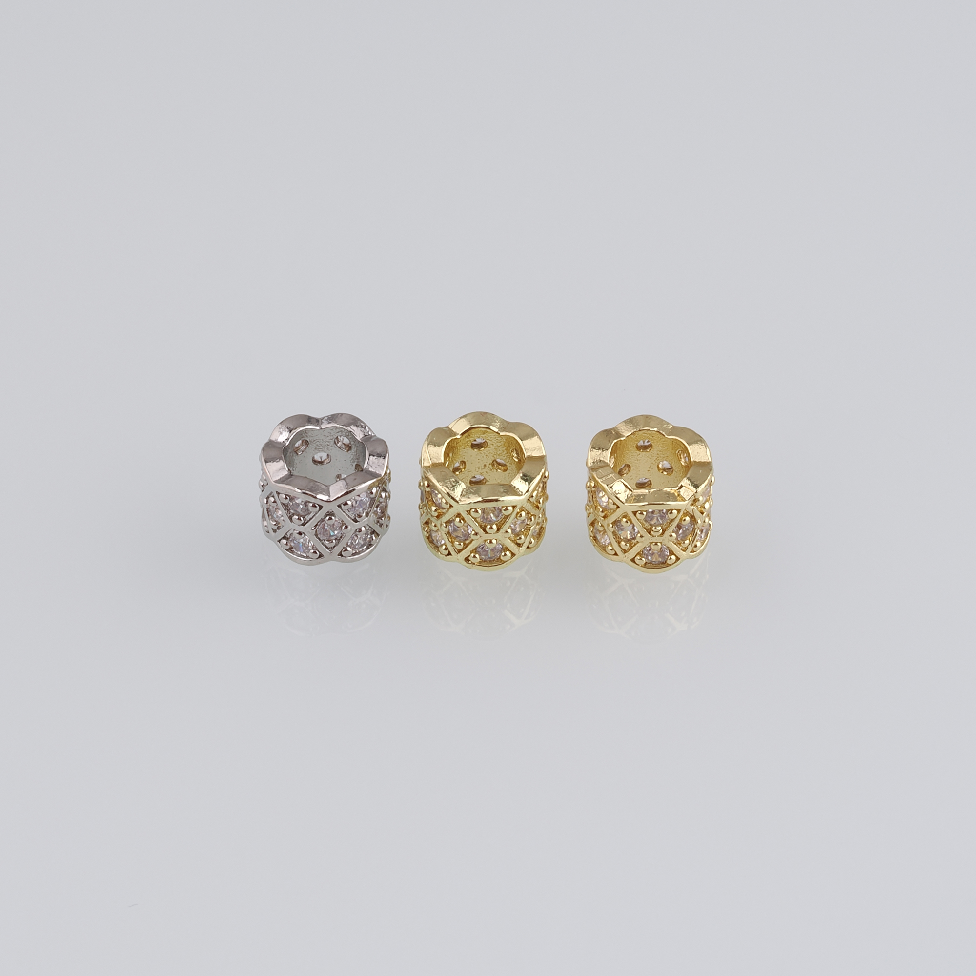 10pcs 18K Gold Filled Cylinder Spacer Beads,CZ Micro Pave Barrel Beads for Bracelet Jewelry Necklace Making Supply
