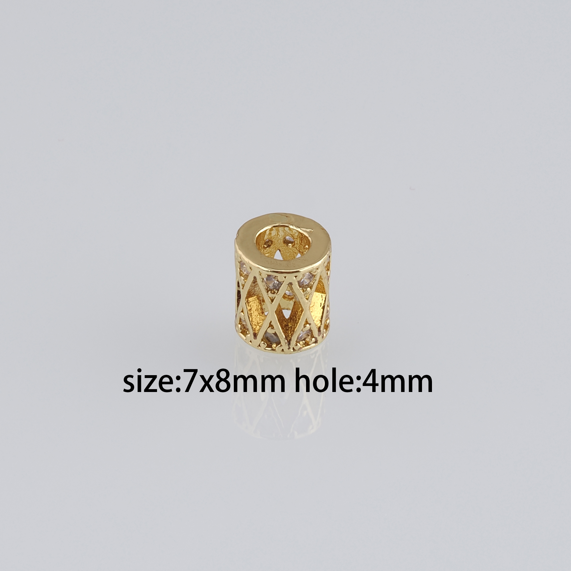10pcs 18K Gold Filled Cylinder Spacer Beads,CZ Micro Pave Barrel Beads for Bracelet Jewelry Necklace Making Supply