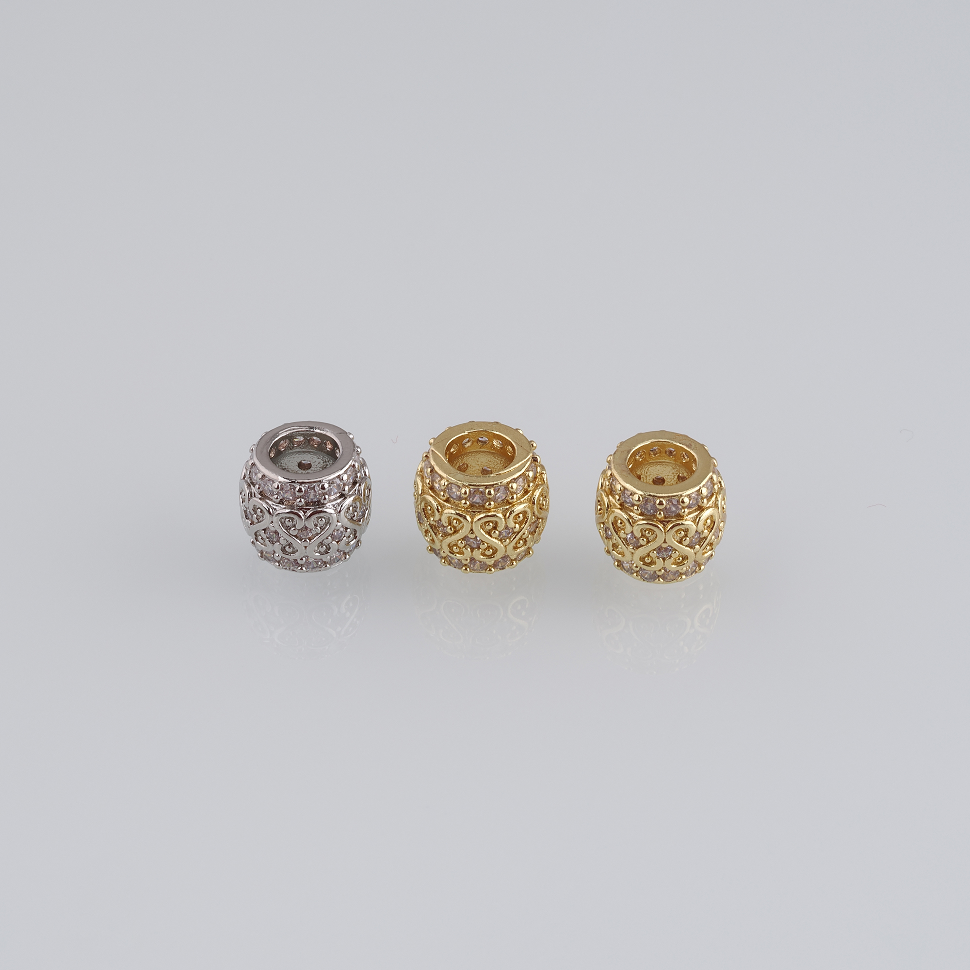 10pcs 18K Gold Filled Barrel Spacer Beads,CZ Micro Pave Barrel Beads for Bracelet Jewelry Necklace Making Supply