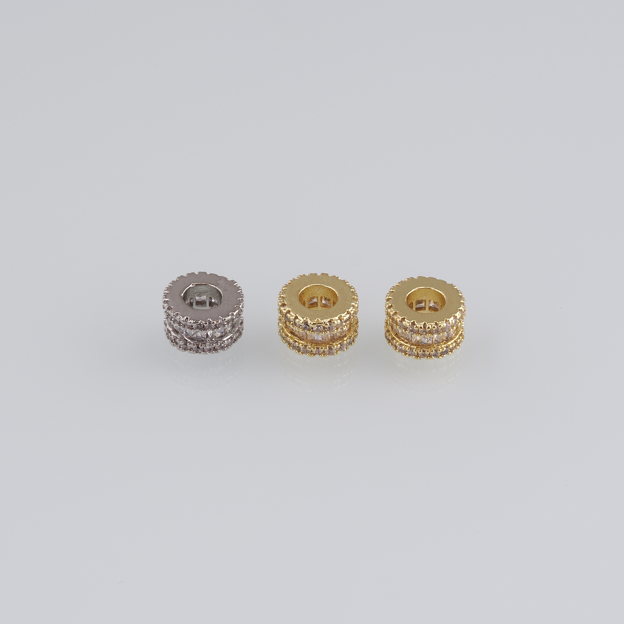 10pcs 18K Gold Filled Cylinder Spacer Beads,CZ Micro Pave Barrel Beads for Bracelet Jewelry Necklace Making Supply