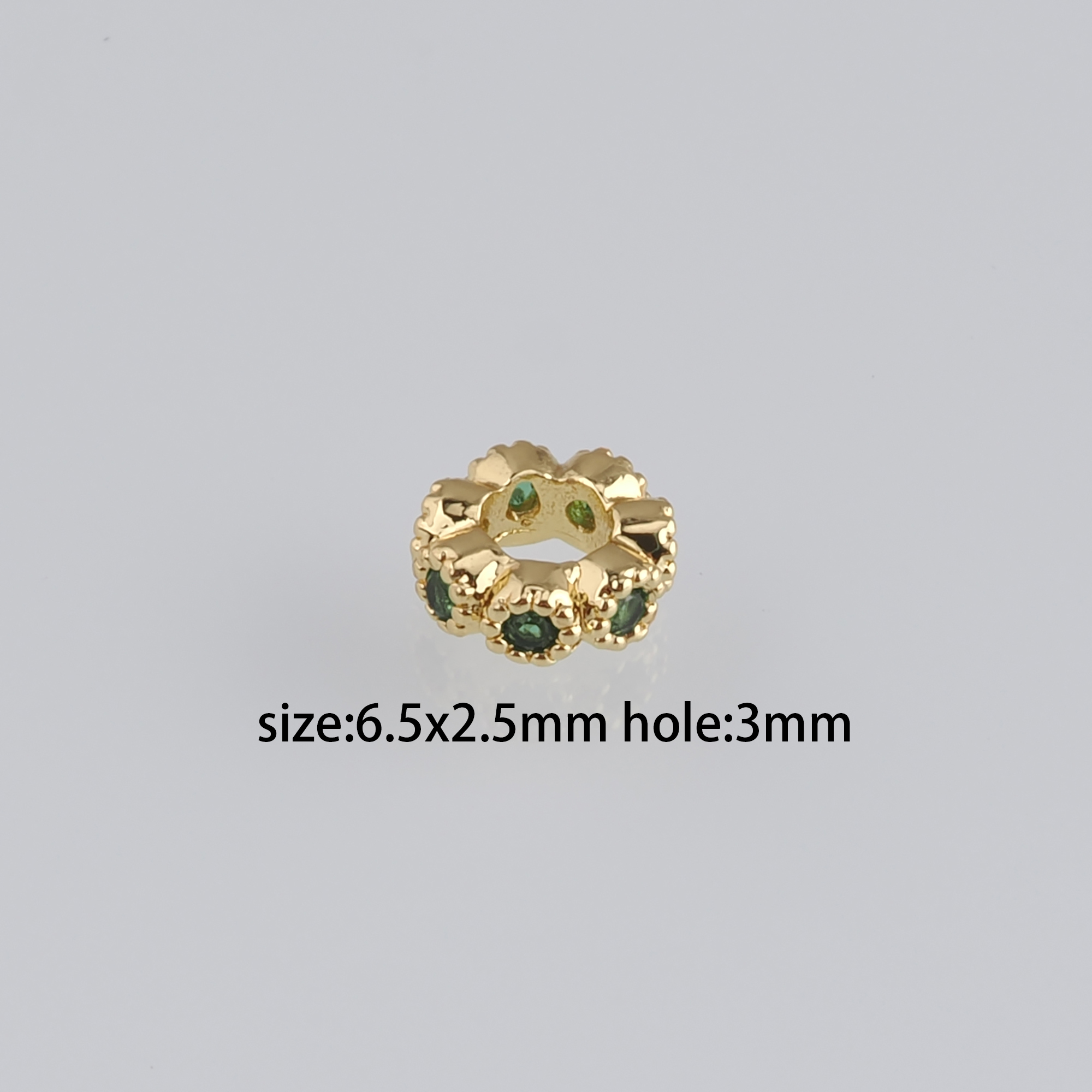 20Pcs 18K Gold Filled Round Flat Spacer Beads,CZ Micro Pave Round Spacer Beads,DIY Jewelry Making Supply