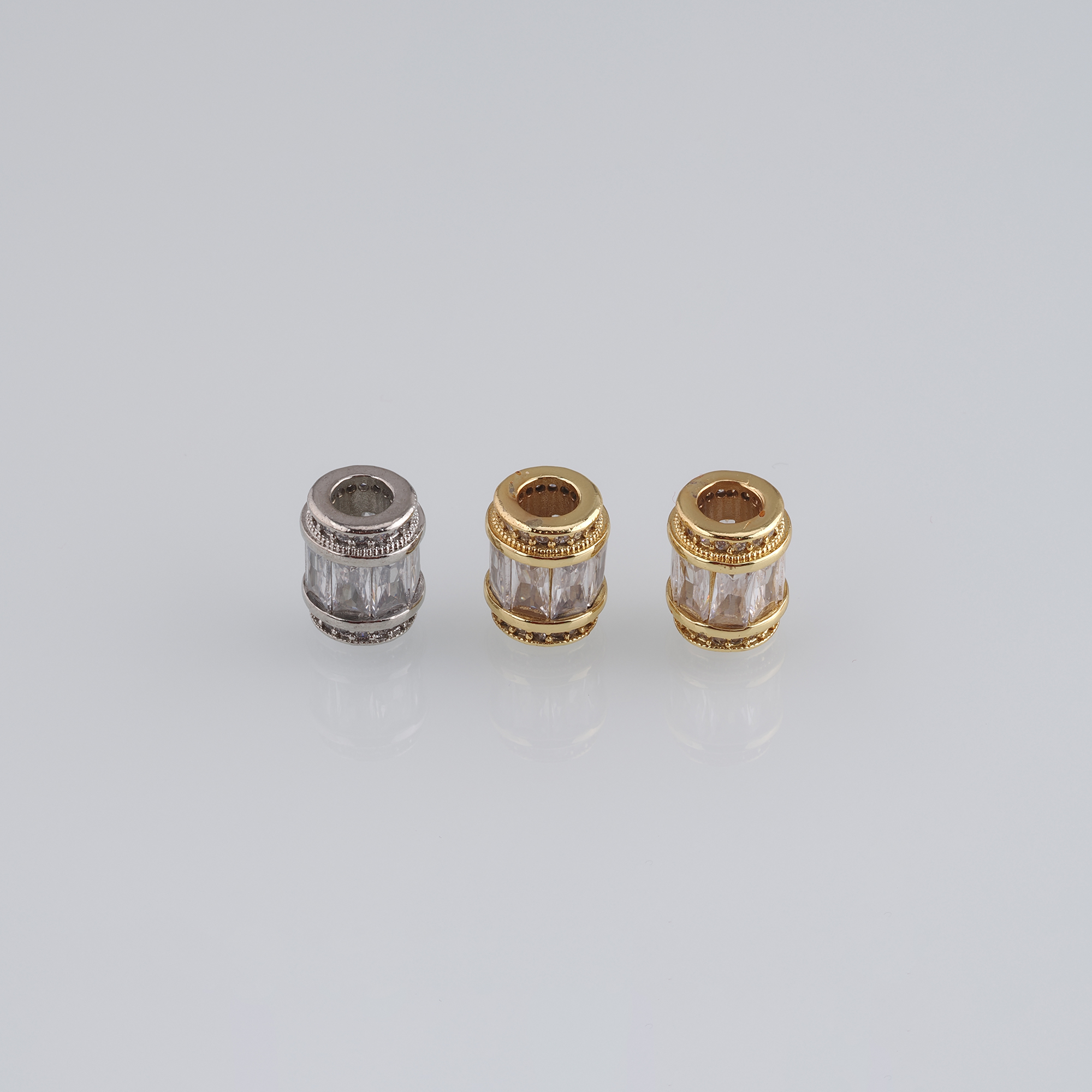 5pcs 18K Gold Filled Cylinder Spacer Beads,CZ Micro Pave Barrel Beads for Bracelet Jewelry Necklace Making Supply