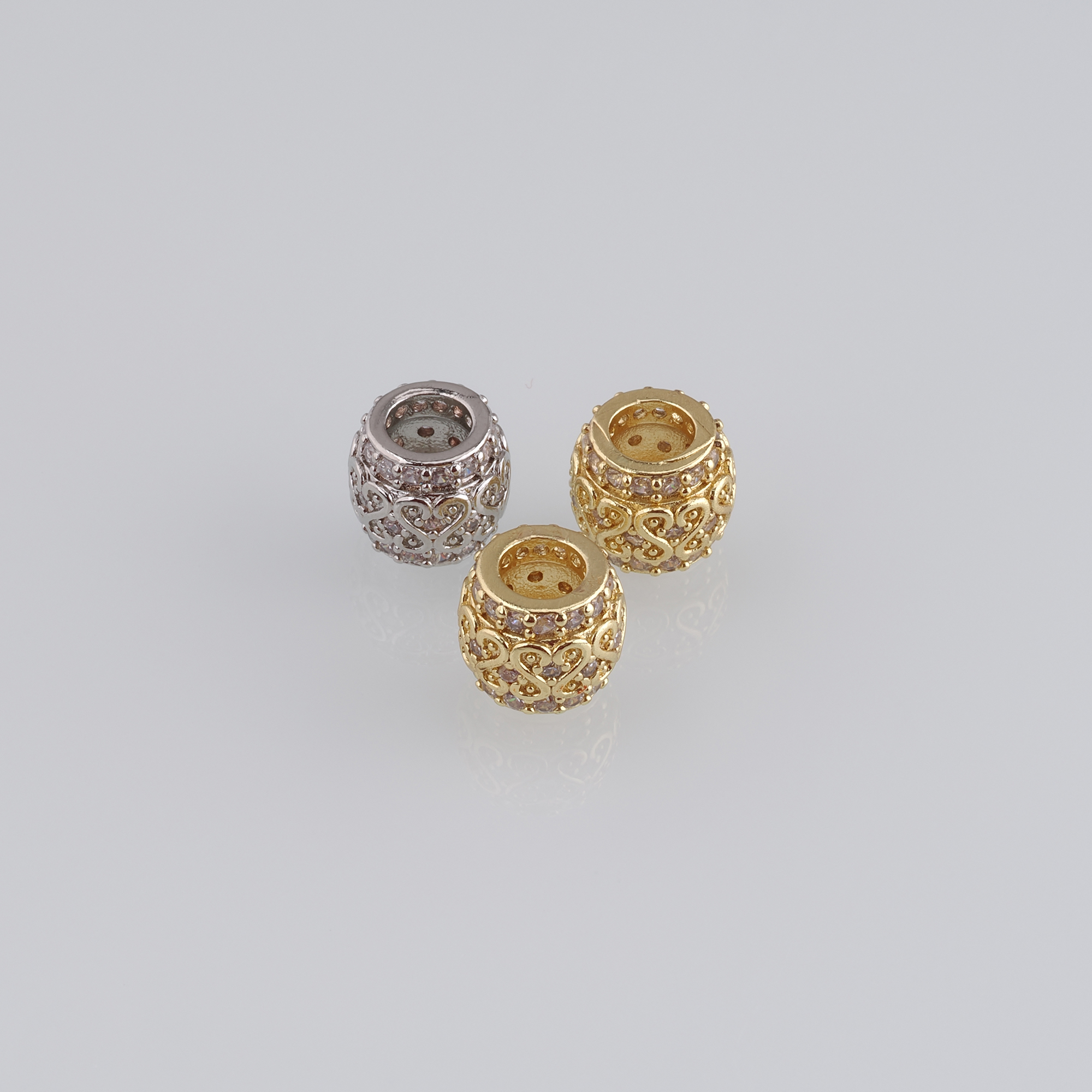 10pcs 18K Gold Filled Barrel Spacer Beads,CZ Micro Pave Barrel Beads for Bracelet Jewelry Necklace Making Supply