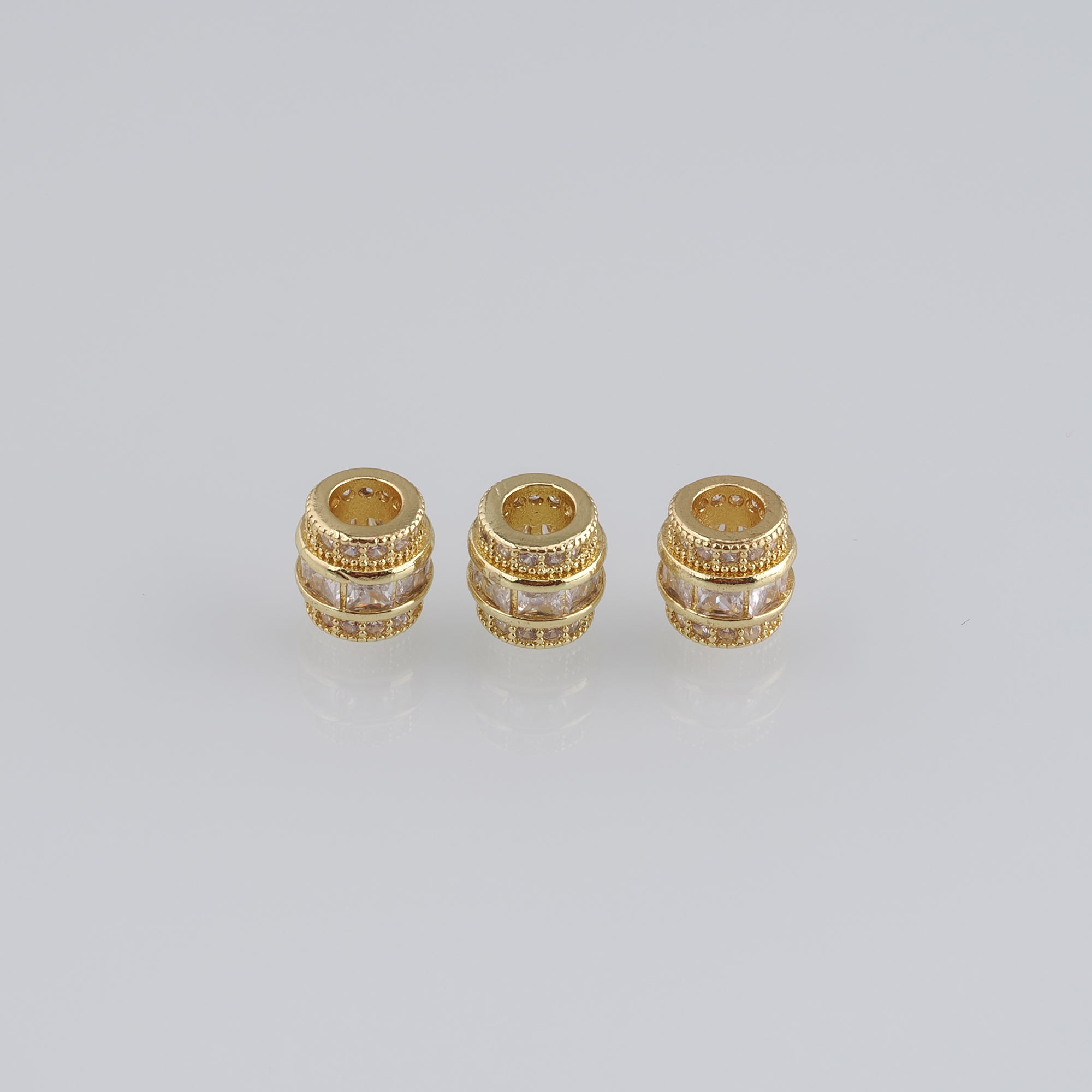 5pcs 18K Gold Filled Cylinder Spacer Beads,CZ Micro Pave Barrel Beads for Bracelet Jewelry Necklace Making Supply