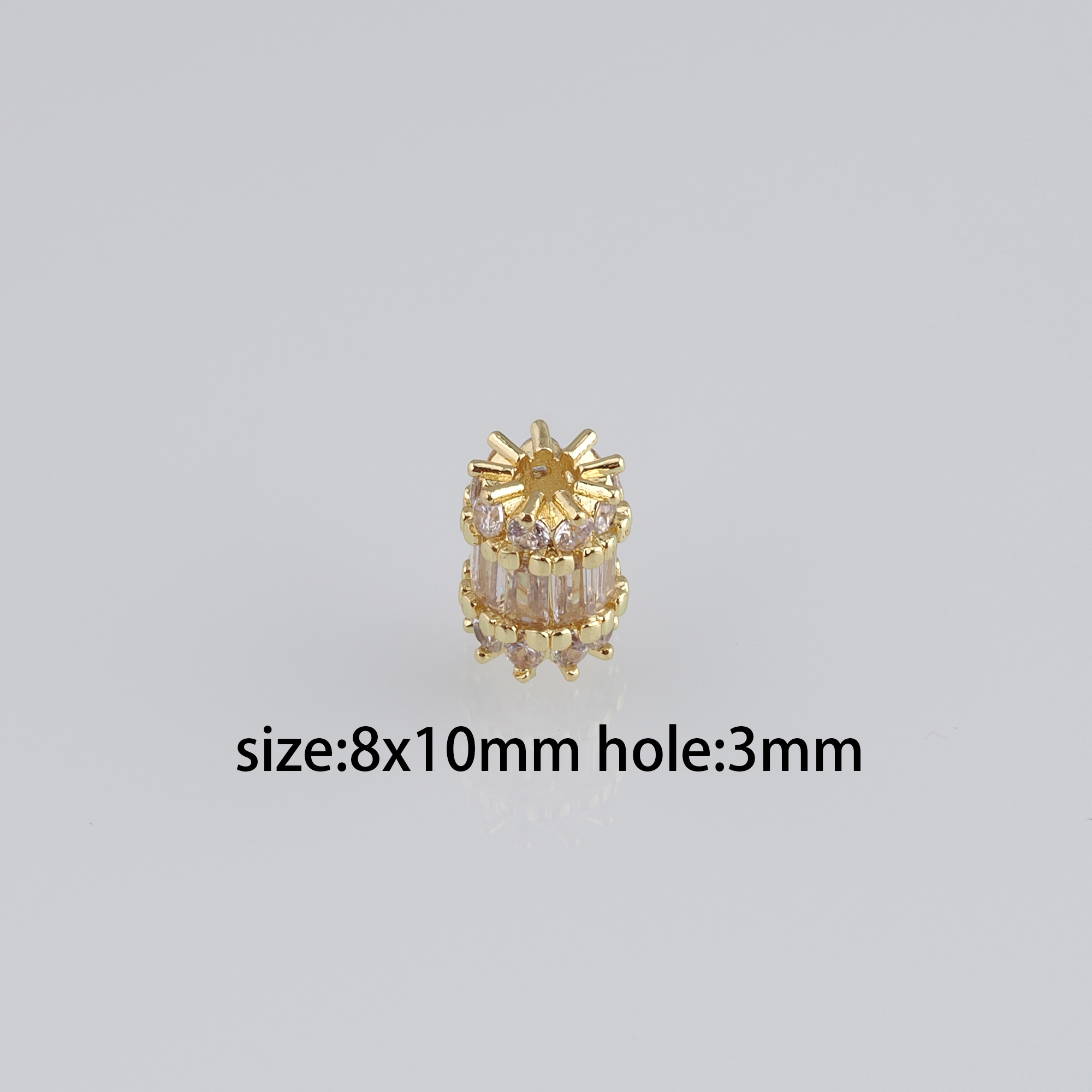 5pcs 18K Gold Filled Cylinder Spacer Beads,CZ Micro Pave Barrel Beads for Bracelet Jewelry Necklace Making Supply