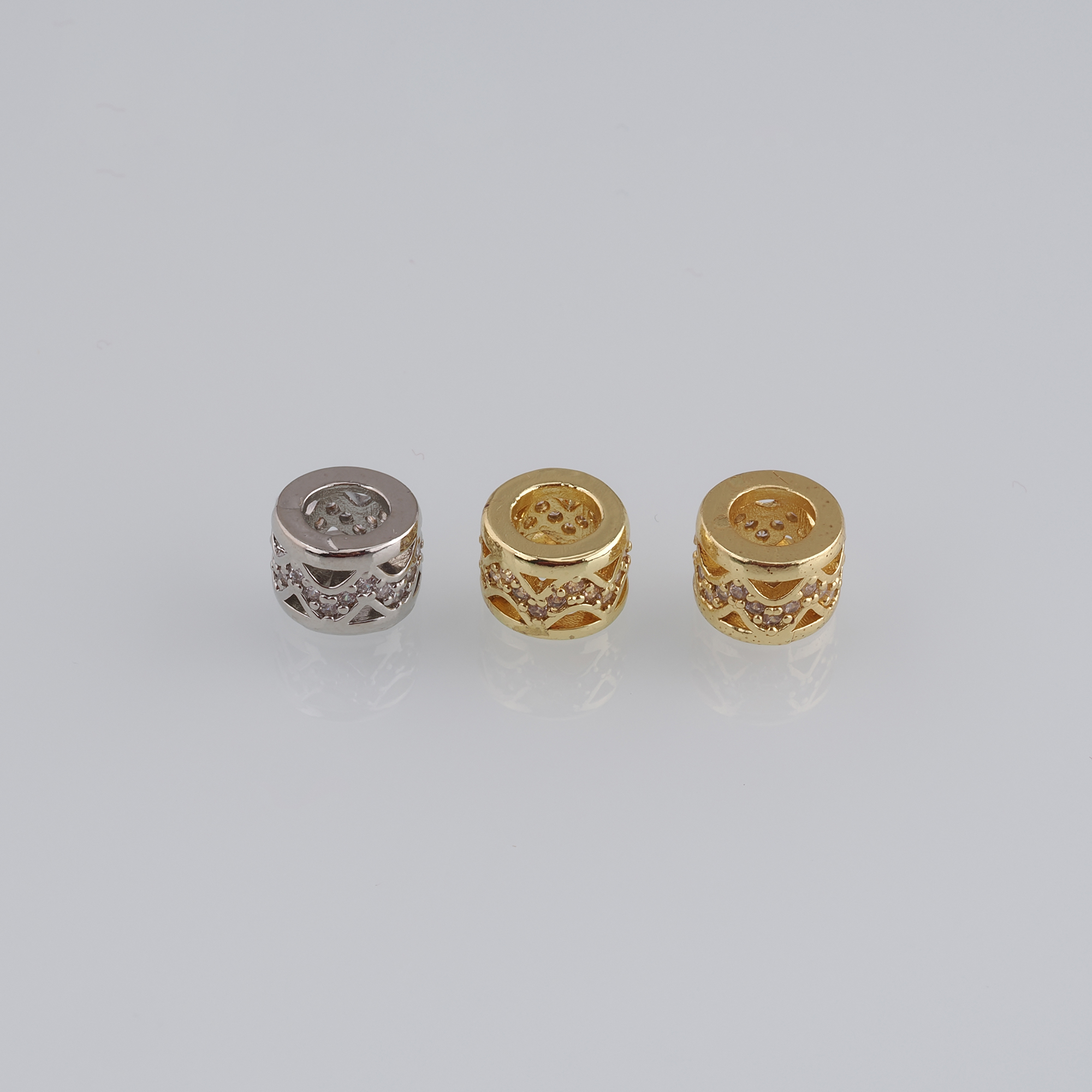 10pcs 18K Gold Filled Barrel Spacer Beads,CZ Micro Pave Barrel Beads for Bracelet Jewelry Necklace Making Supply
