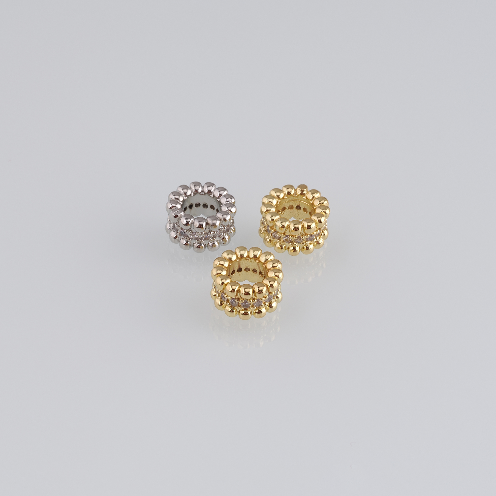 10pcs 18K Gold Filled Cylinder Spacer Beads,CZ Micro Pave Barrel Beads for Bracelet Jewelry Necklace Making Supply