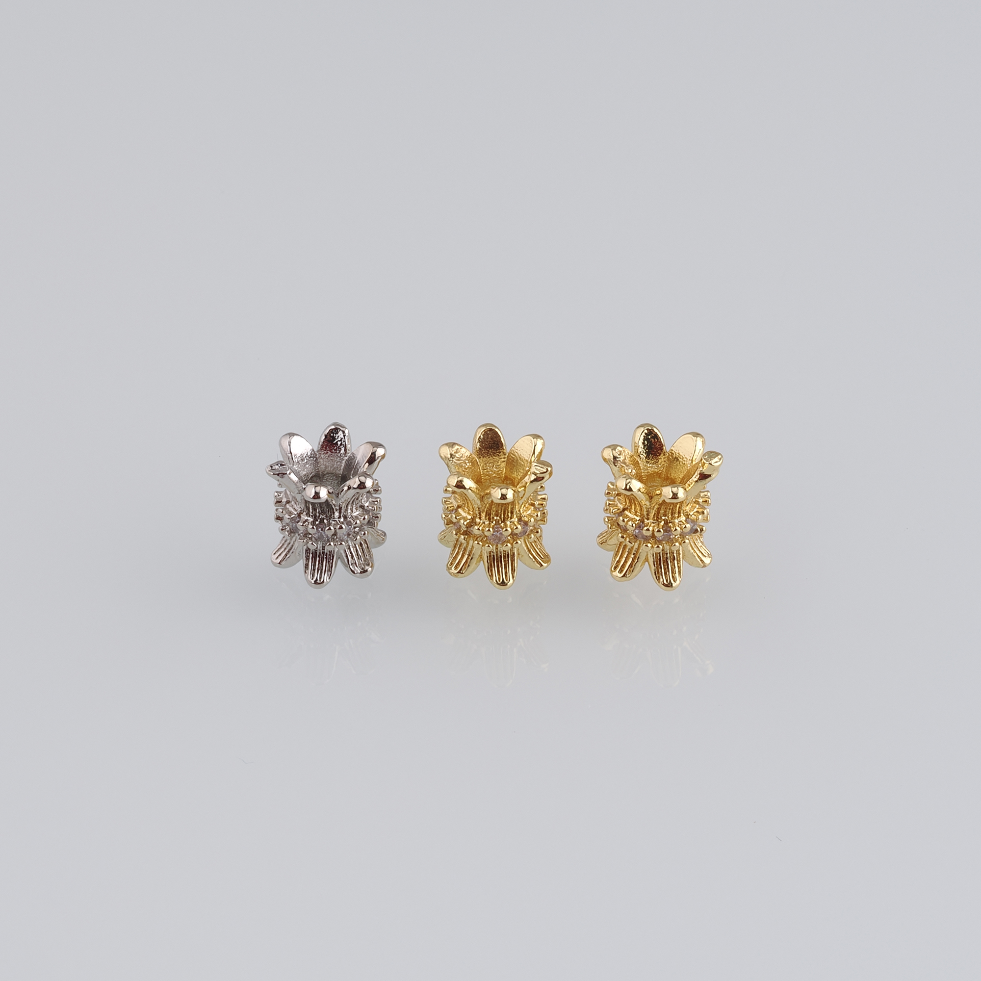 10pcs 18K Gold Filled Flower Cylinder Spacer Beads,CZ Micro Pave Barrel Beads for Bracelet Jewelry Necklace Making Supply