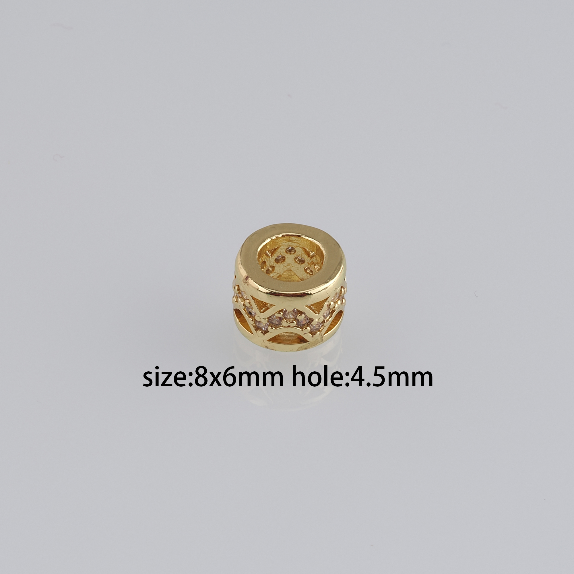 10pcs 18K Gold Filled Barrel Spacer Beads,CZ Micro Pave Barrel Beads for Bracelet Jewelry Necklace Making Supply