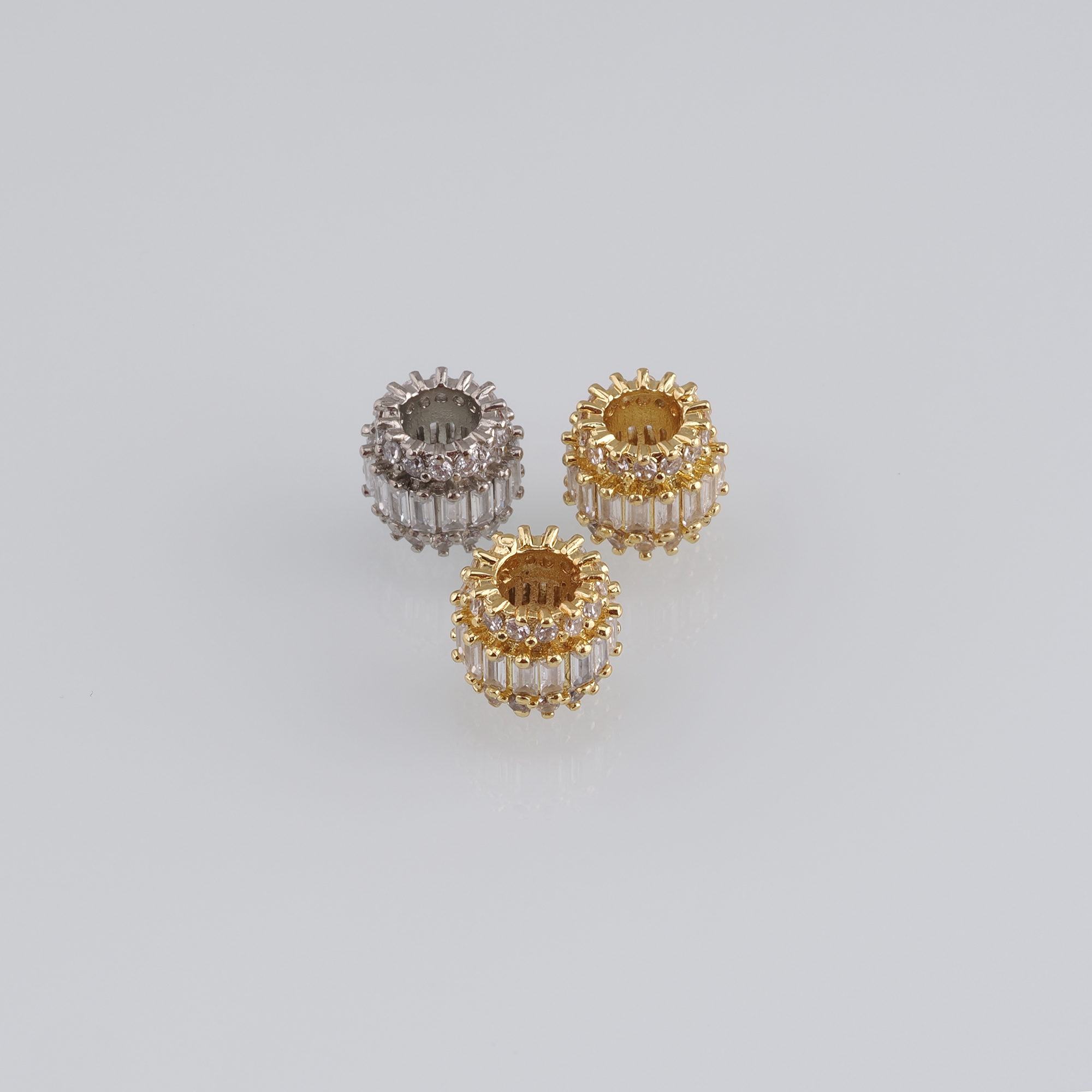 10pcs 18K Gold Filled Barrel Spacer Beads,CZ Micro Pave Barrel Beads for Bracelet Jewelry Necklace Making Supply