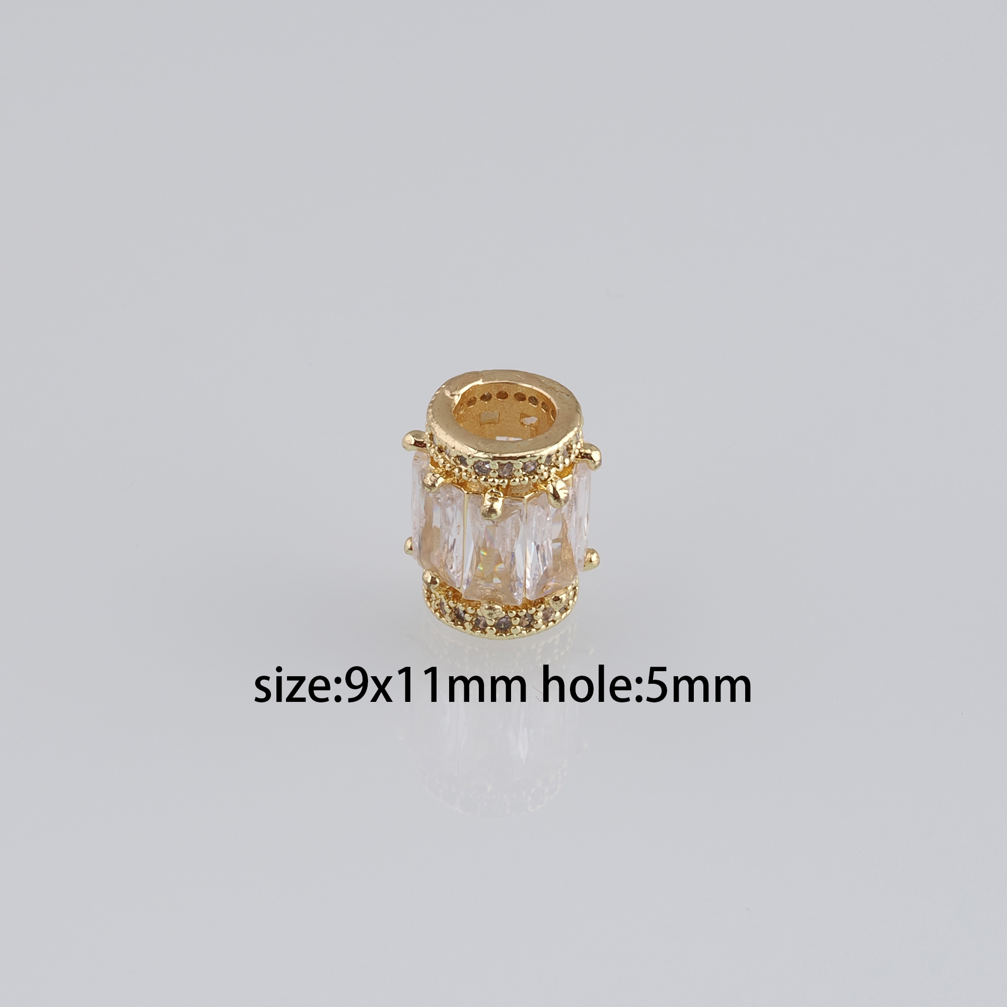 5pcs 18K Gold Filled Cylinder Spacer Beads,CZ Micro Pave Barrel Beads for Bracelet Jewelry Necklace Making Supply