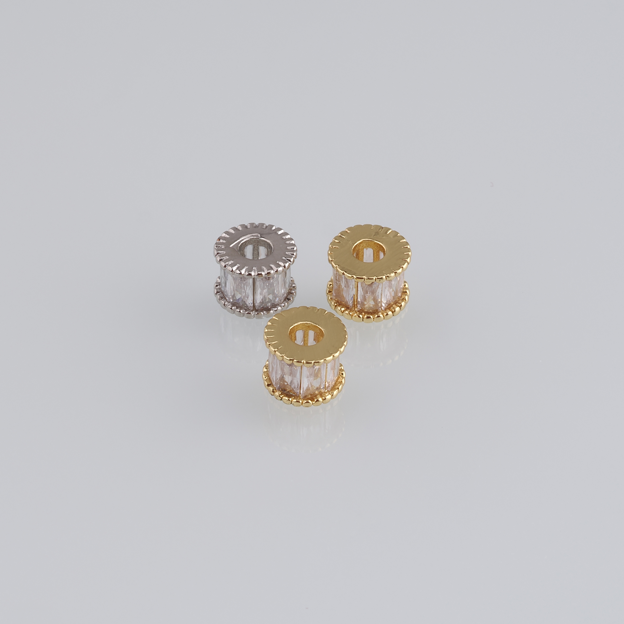 10pcs 18K Gold Filled Barrel Spacer Beads,CZ Micro Pave Barrel Beads for Bracelet Jewelry Necklace Making Supply
