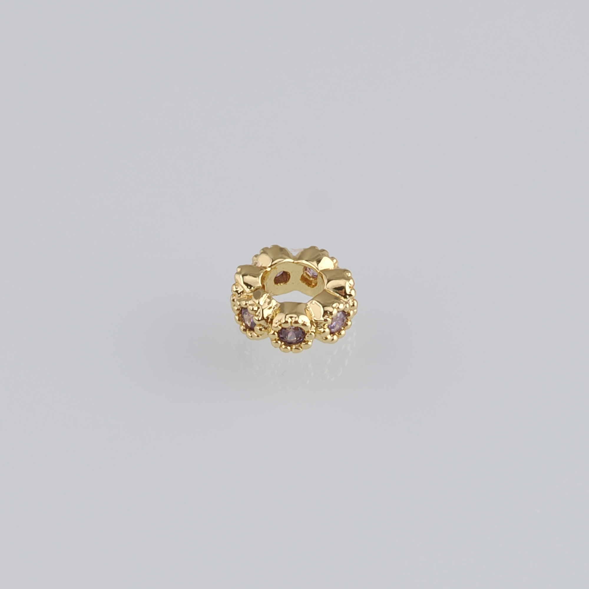 20Pcs 18K Gold Filled Round Flat Spacer Beads,CZ Micro Pave Round Spacer Beads,DIY Jewelry Making Supply