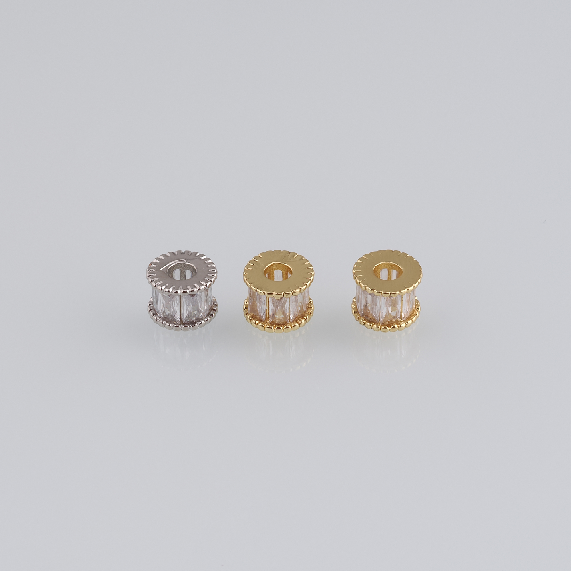 10pcs 18K Gold Filled Barrel Spacer Beads,CZ Micro Pave Barrel Beads for Bracelet Jewelry Necklace Making Supply