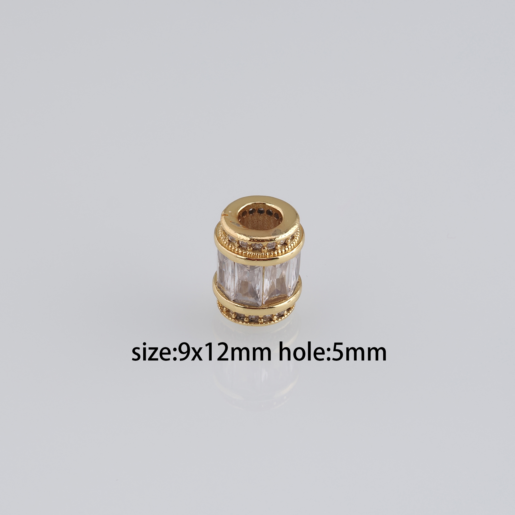 5pcs 18K Gold Filled Cylinder Spacer Beads,CZ Micro Pave Barrel Beads for Bracelet Jewelry Necklace Making Supply